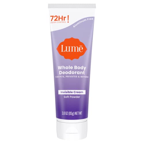 Lume Whole Body Deodorant - Invisible Cream Tube - 72 Hour Odor Control - Aluminum Free, Baking Soda Free, Skin Safe - 3.0 ounce (Clean Tangerine)