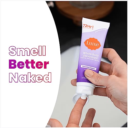 Lume Whole Body Deodorant - Invisible Cream Tube - 72 Hour Odor Control - Aluminum Free, Baking Soda Free, Skin Safe - 3.0 ounce (Clean Tangerine)