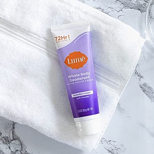 Lume Whole Body Deodorant - Invisible Cream Tube - 72 Hour Odor Control - Aluminum Free, Baking Soda Free, Skin Safe - 3.0 ounce (Clean Tangerine)