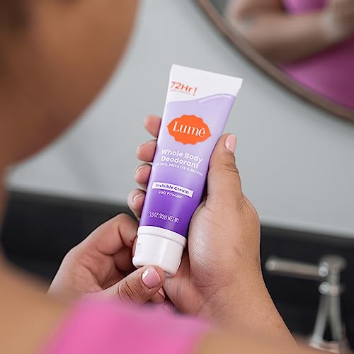 Lume Whole Body Deodorant - Invisible Cream Tube - 72 Hour Odor Control - Aluminum Free, Baking Soda Free, Skin Safe - 3.0 ounce (Clean Tangerine)