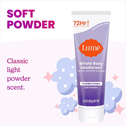 Lume Whole Body Deodorant - Invisible Cream Tube - 72 Hour Odor Control - Aluminum Free, Baking Soda Free, Skin Safe - 3.0 ounce (Clean Tangerine)