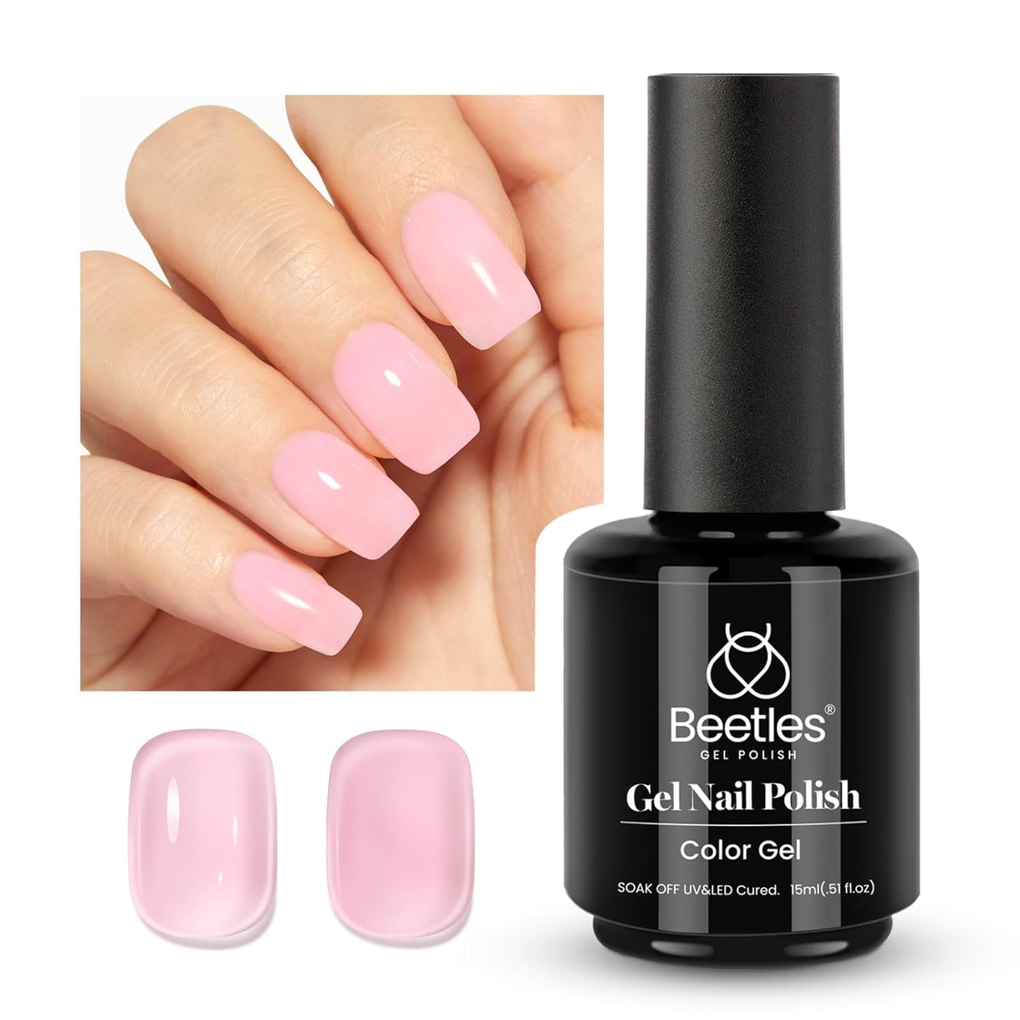beetles Gel Polish 6 Colors Jelly Gel Nail Polish Set Gift, Milky White Sheer Pink Nude Brown Translucent Soak Off Uv Nail Gel Diy Art for Girls Women Ultimate Monochrome Collection