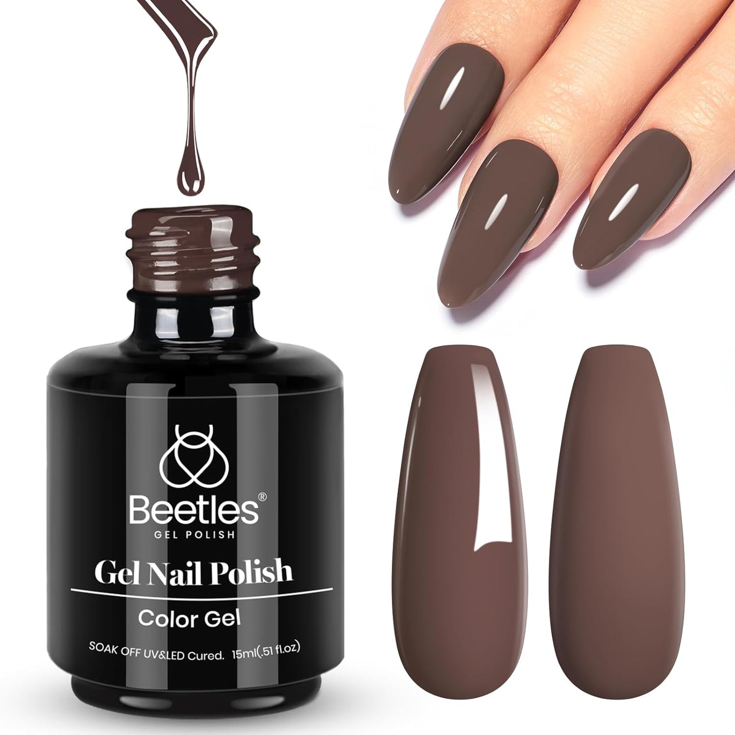 beetles Gel Polish 6 Colors Jelly Gel Nail Polish Set Gift, Milky White Sheer Pink Nude Brown Translucent Soak Off Uv Nail Gel Diy Art for Girls Women Ultimate Monochrome Collection