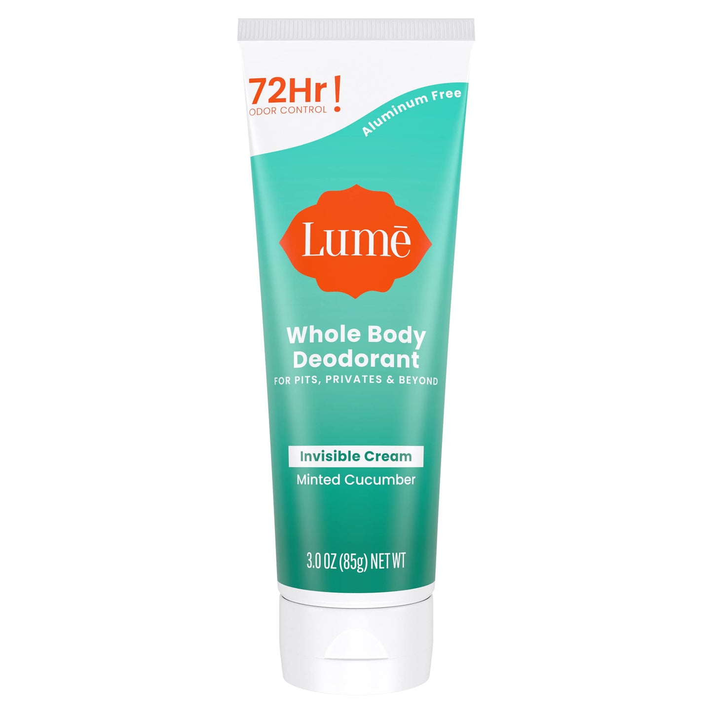 Lume Whole Body Deodorant - Invisible Cream Tube - 72 Hour Odor Control - Aluminum Free, Baking Soda Free, Skin Safe - 3.0 ounce (Clean Tangerine)