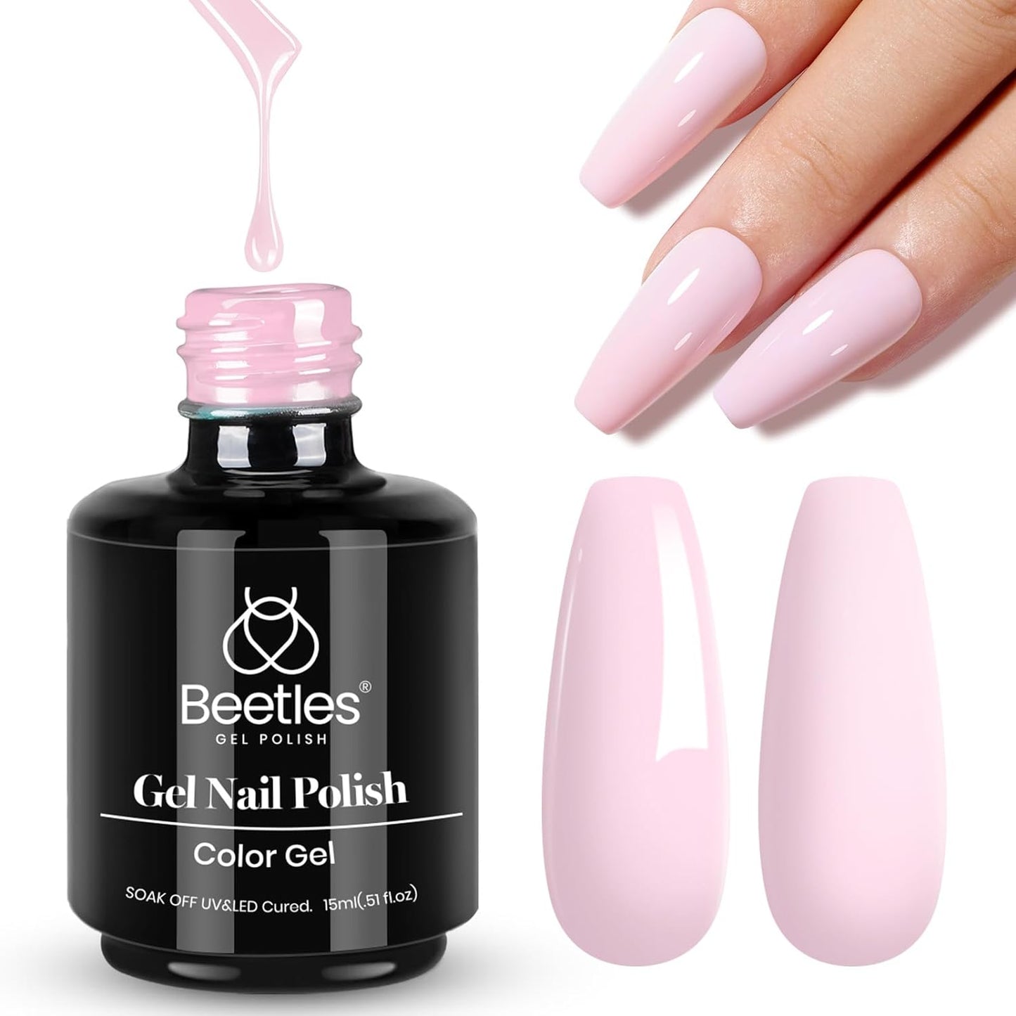 beetles Gel Polish 6 Colors Jelly Gel Nail Polish Set Gift, Milky White Sheer Pink Nude Brown Translucent Soak Off Uv Nail Gel Diy Art for Girls Women Ultimate Monochrome Collection