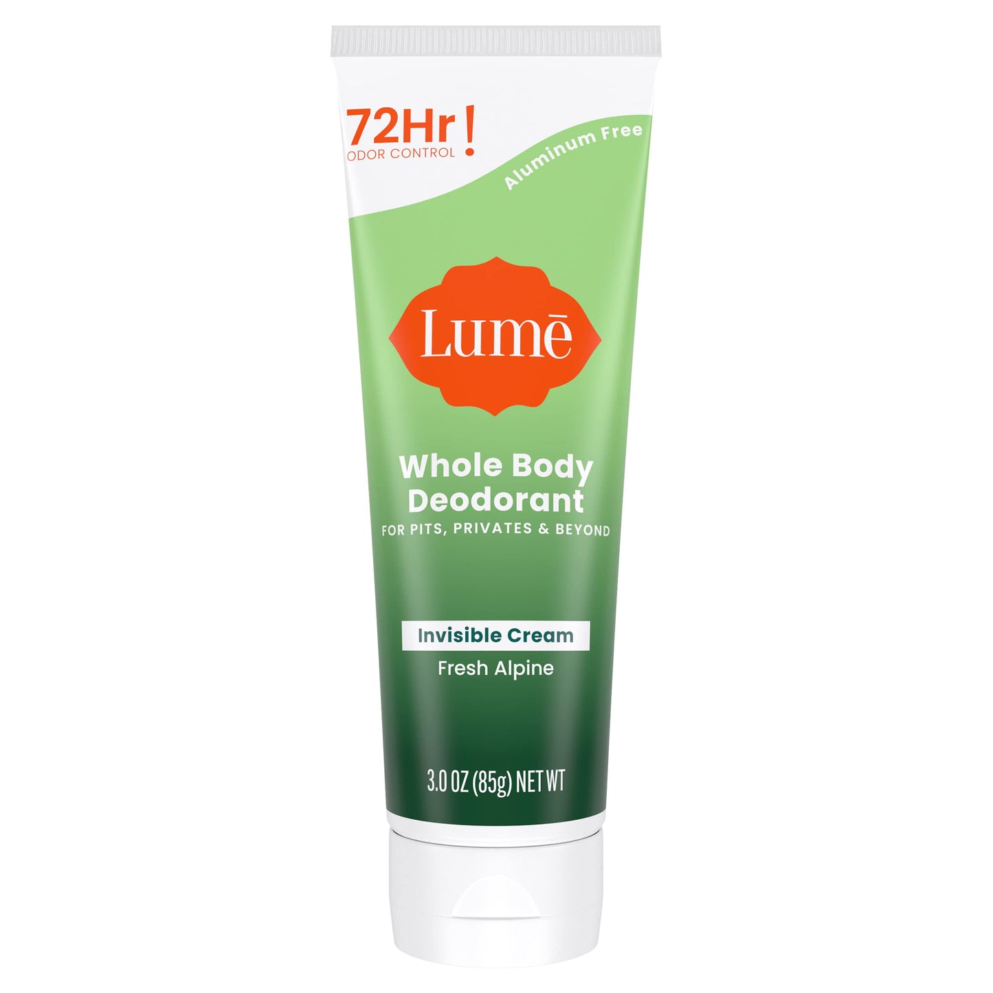 Lume Whole Body Deodorant - Invisible Cream Tube - 72 Hour Odor Control - Aluminum Free, Baking Soda Free, Skin Safe - 3.0 ounce (Clean Tangerine)