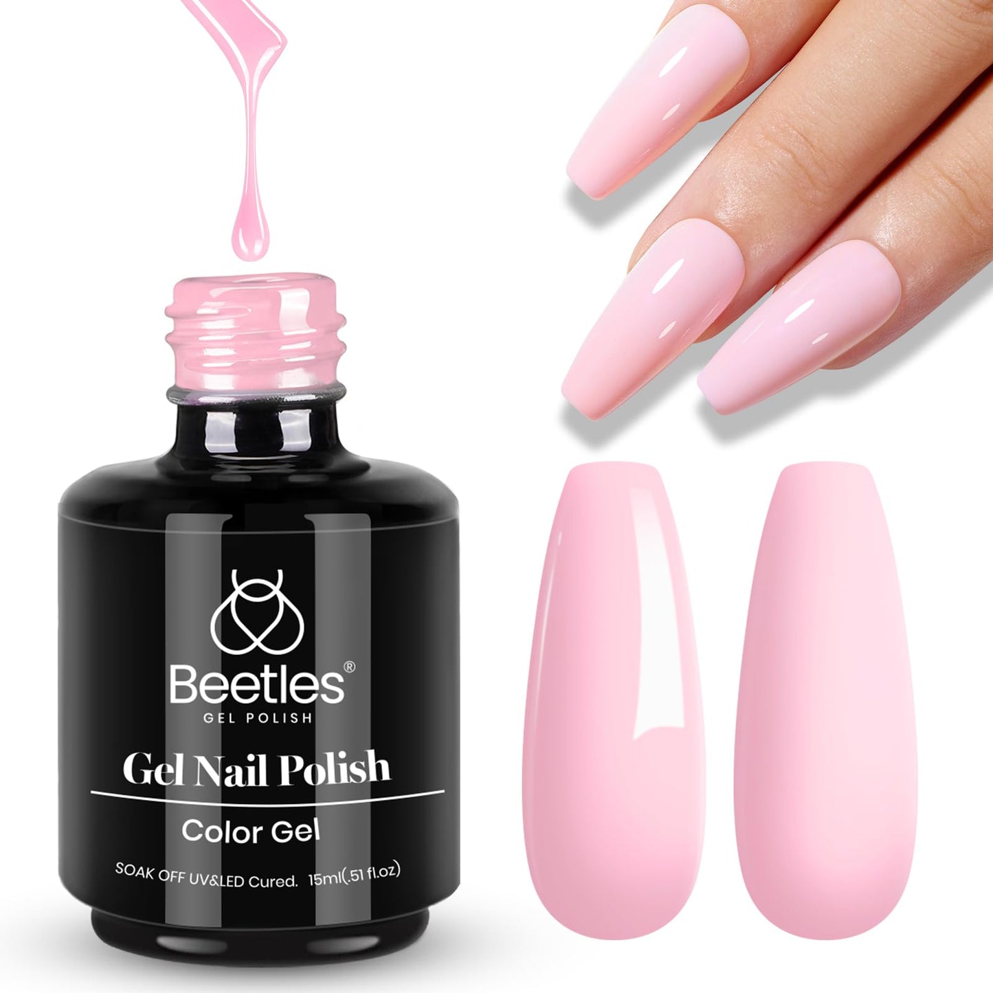 beetles Gel Polish 6 Colors Jelly Gel Nail Polish Set Gift, Milky White Sheer Pink Nude Brown Translucent Soak Off Uv Nail Gel Diy Art for Girls Women Ultimate Monochrome Collection