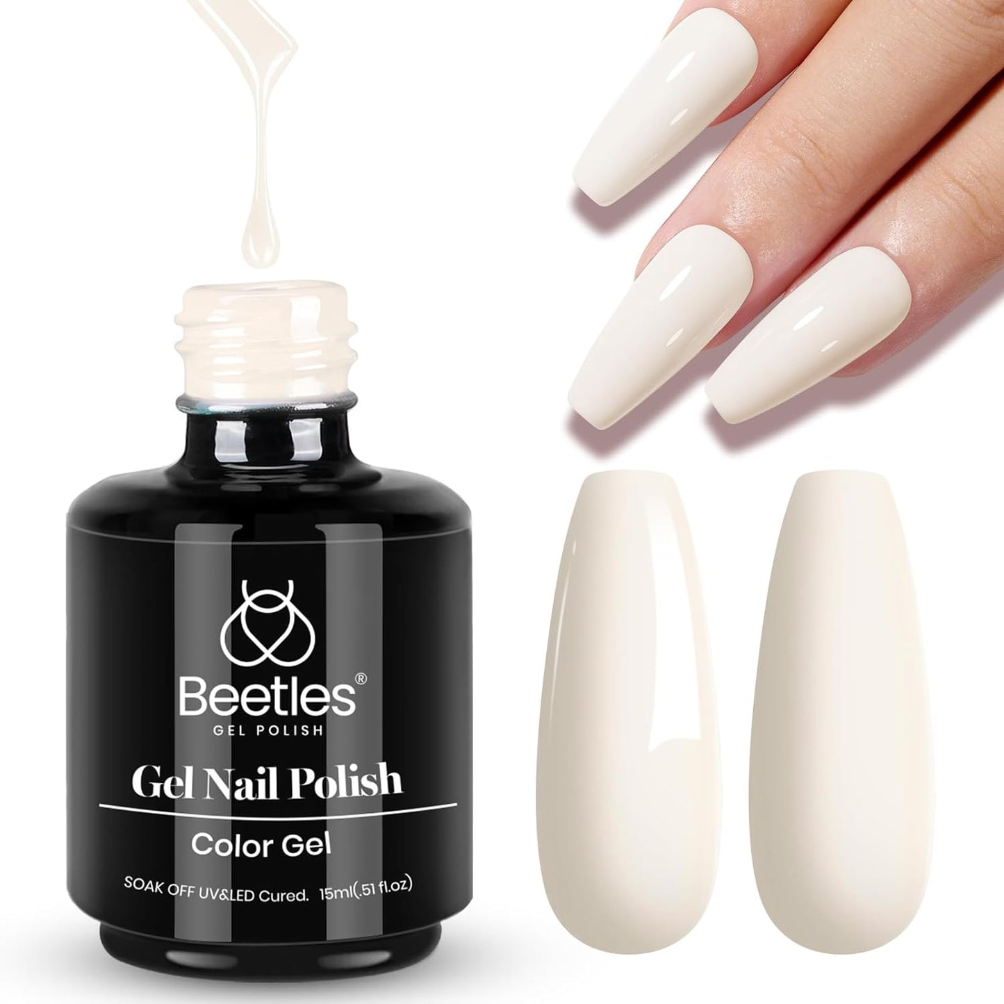 beetles Gel Polish 6 Colors Jelly Gel Nail Polish Set Gift, Milky White Sheer Pink Nude Brown Translucent Soak Off Uv Nail Gel Diy Art for Girls Women Ultimate Monochrome Collection