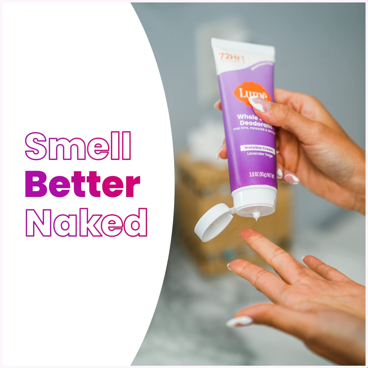 Lume Whole Body Deodorant - Invisible Cream Tube - 72 Hour Odor Control - Aluminum Free, Baking Soda Free, Skin Safe - 3.0 ounce (Clean Tangerine)