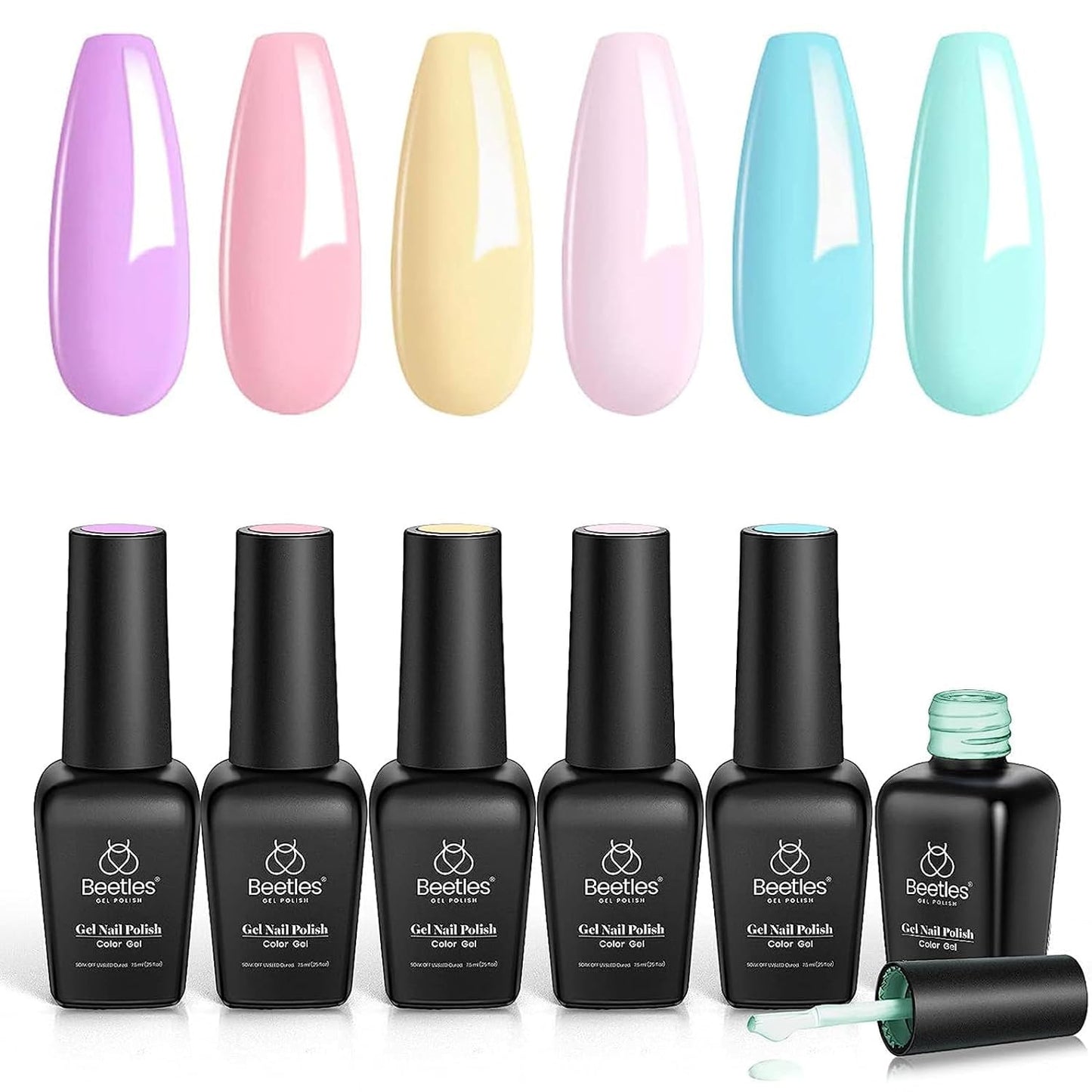 beetles Gel Polish 6 Colors Jelly Gel Nail Polish Set Gift, Milky White Sheer Pink Nude Brown Translucent Soak Off Uv Nail Gel Diy Art for Girls Women Ultimate Monochrome Collection