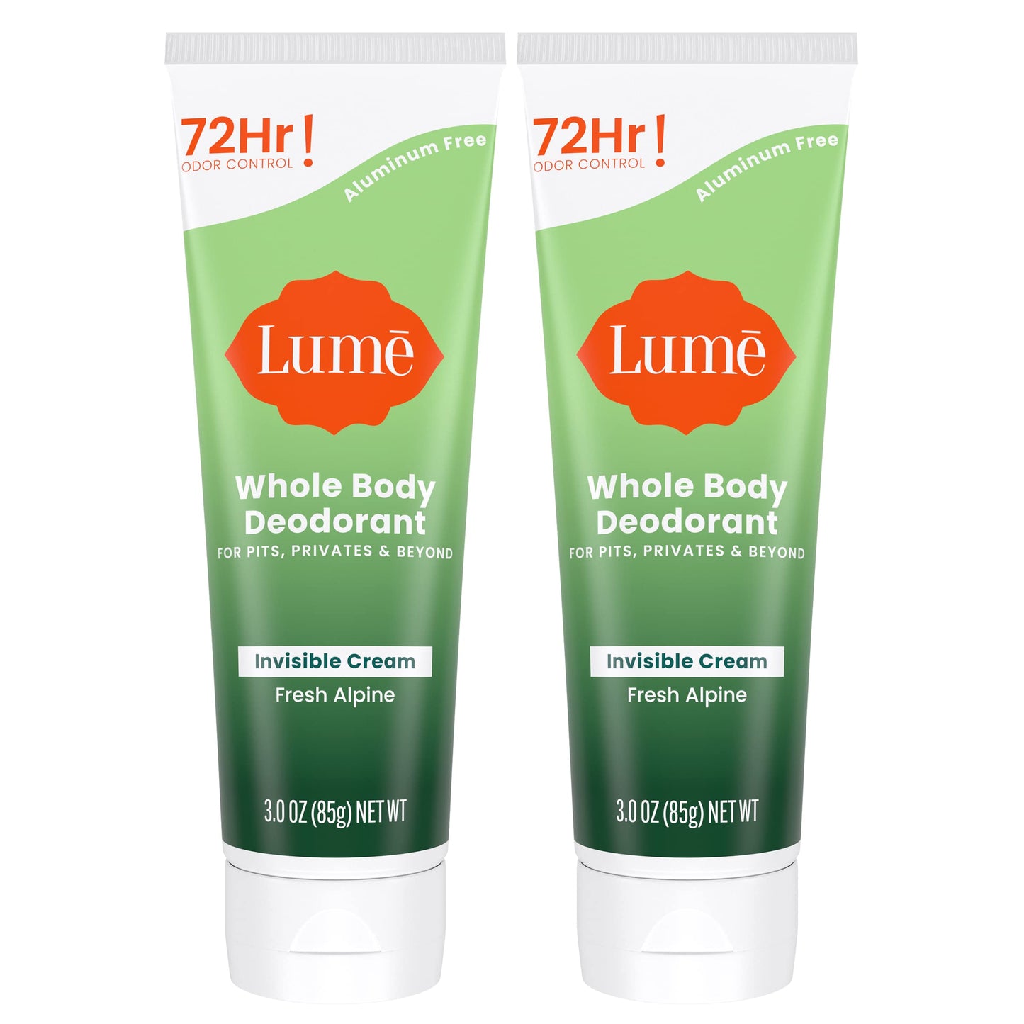 Lume Whole Body Deodorant - Invisible Cream Tube - 72 Hour Odor Control - Aluminum Free, Baking Soda Free, Skin Safe - 3.0 ounce (Clean Tangerine)