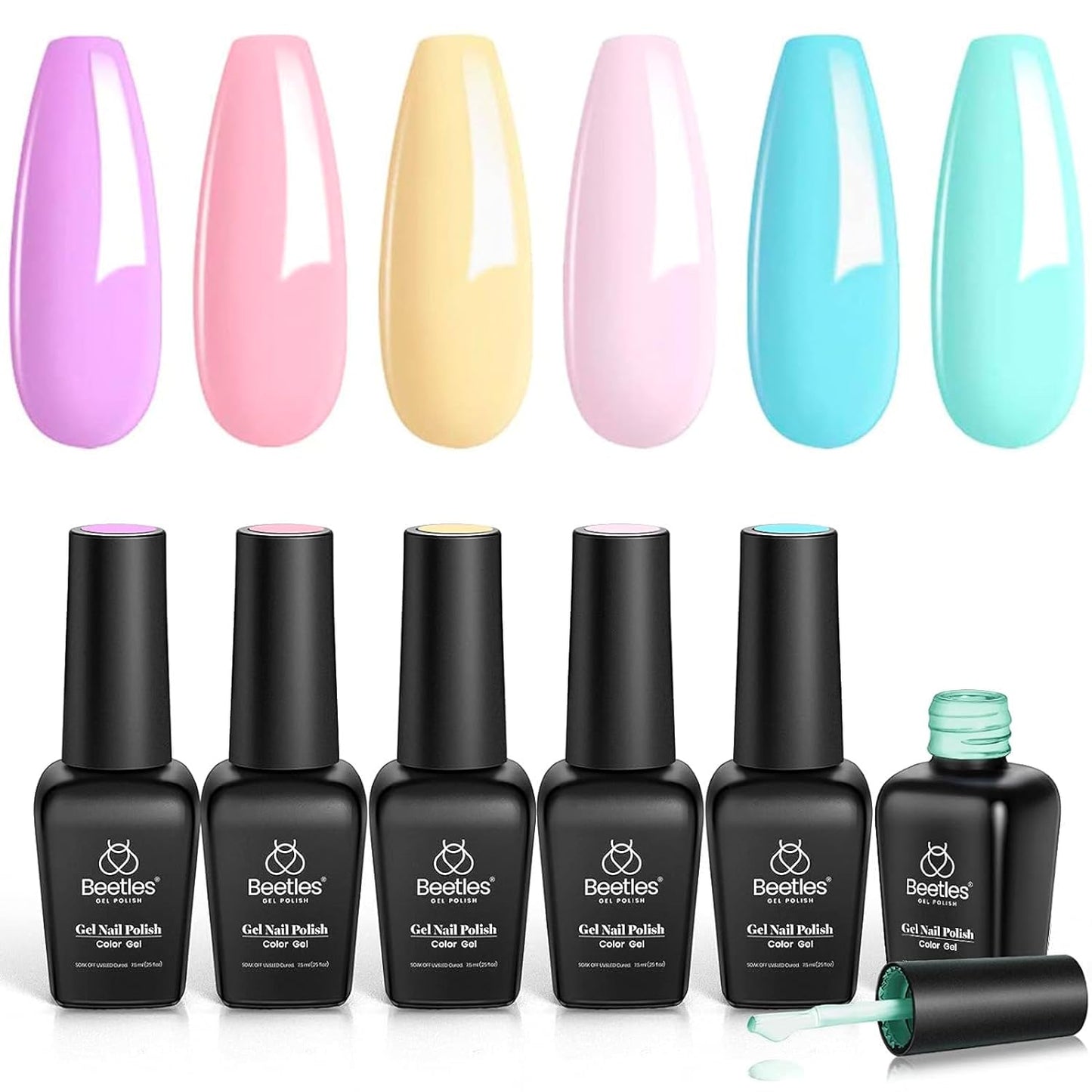 beetles Gel Polish 6 Colors Jelly Gel Nail Polish Set Gift, Milky White Sheer Pink Nude Brown Translucent Soak Off Uv Nail Gel Diy Art for Girls Women Ultimate Monochrome Collection