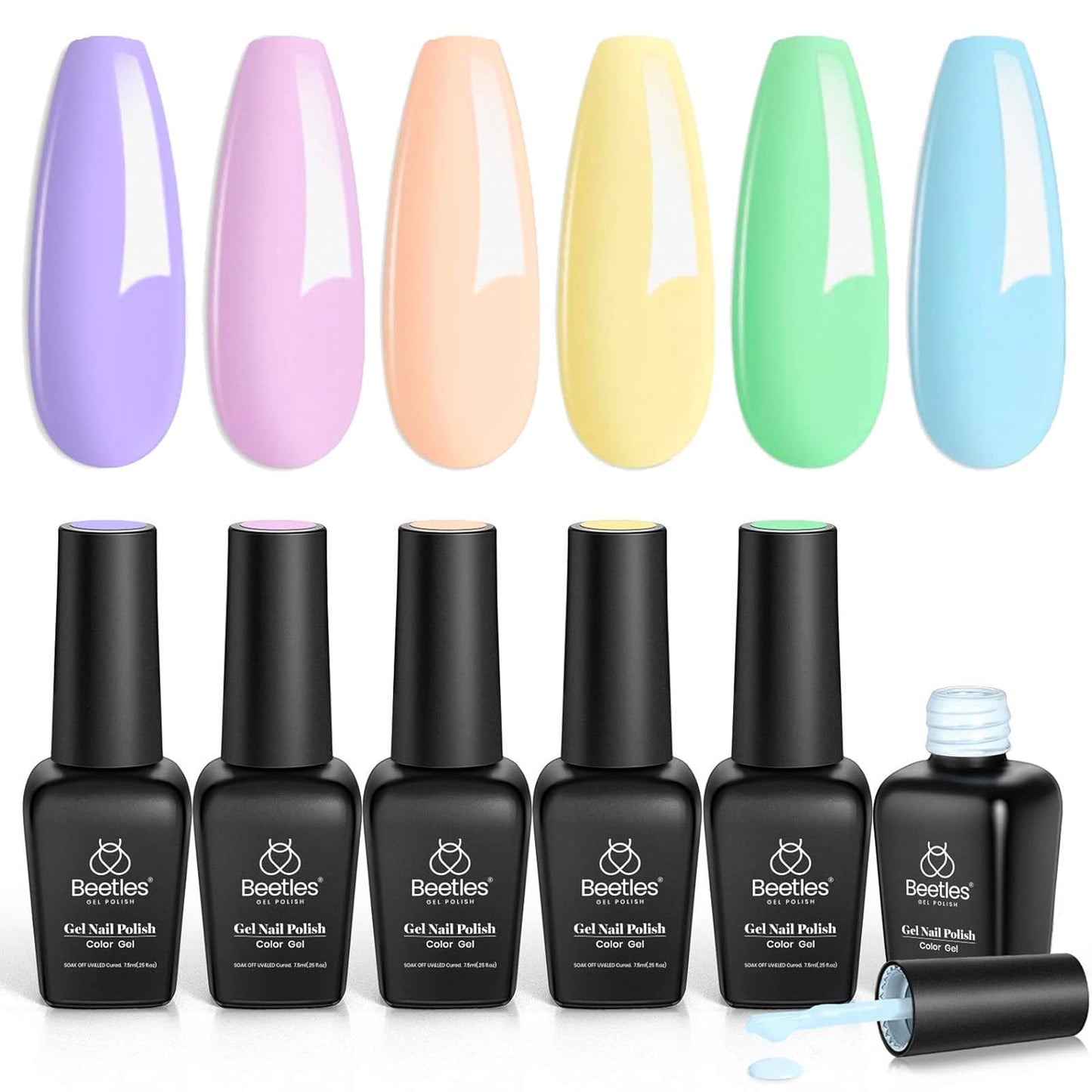 beetles Gel Polish 6 Colors Jelly Gel Nail Polish Set Gift, Milky White Sheer Pink Nude Brown Translucent Soak Off Uv Nail Gel Diy Art for Girls Women Ultimate Monochrome Collection