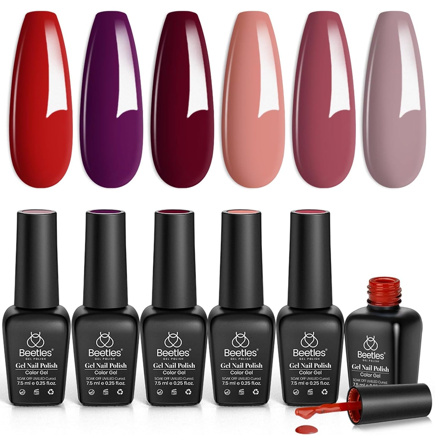 beetles Gel Polish 6 Colors Jelly Gel Nail Polish Set Gift, Milky White Sheer Pink Nude Brown Translucent Soak Off Uv Nail Gel Diy Art for Girls Women Ultimate Monochrome Collection