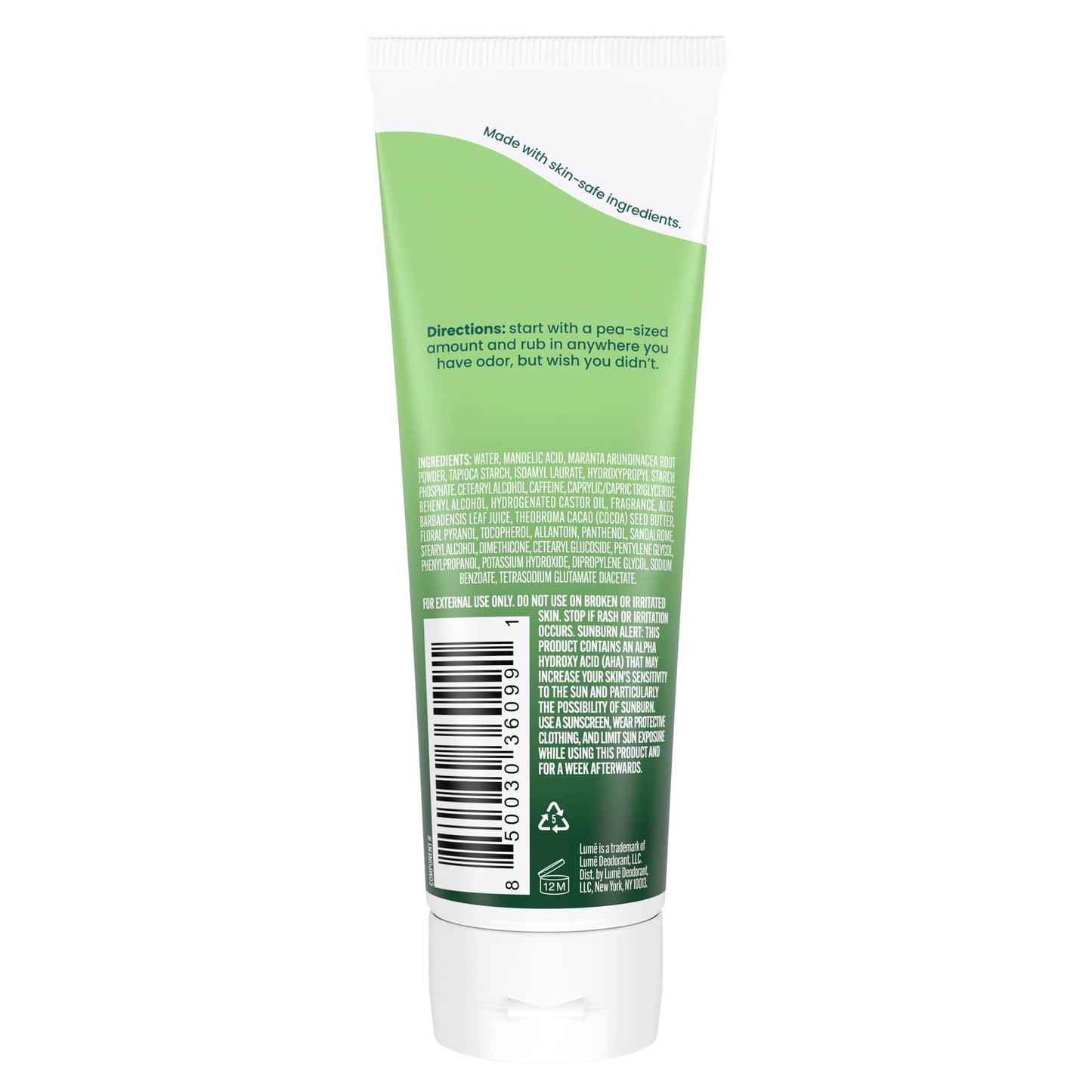 Lume Whole Body Deodorant - Invisible Cream Tube - 72 Hour Odor Control - Aluminum Free, Baking Soda Free, Skin Safe - 3.0 ounce (Clean Tangerine)