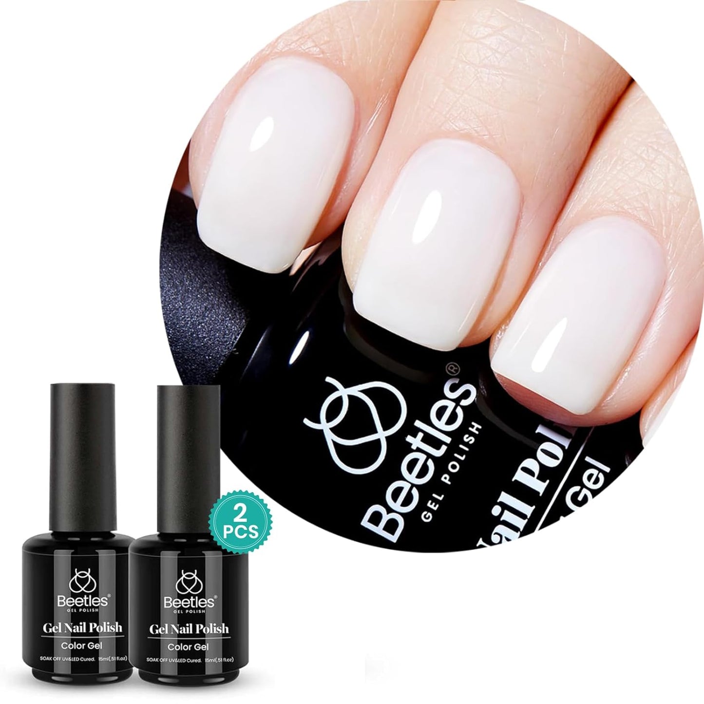 beetles Gel Polish 6 Colors Jelly Gel Nail Polish Set Gift, Milky White Sheer Pink Nude Brown Translucent Soak Off Uv Nail Gel Diy Art for Girls Women Ultimate Monochrome Collection