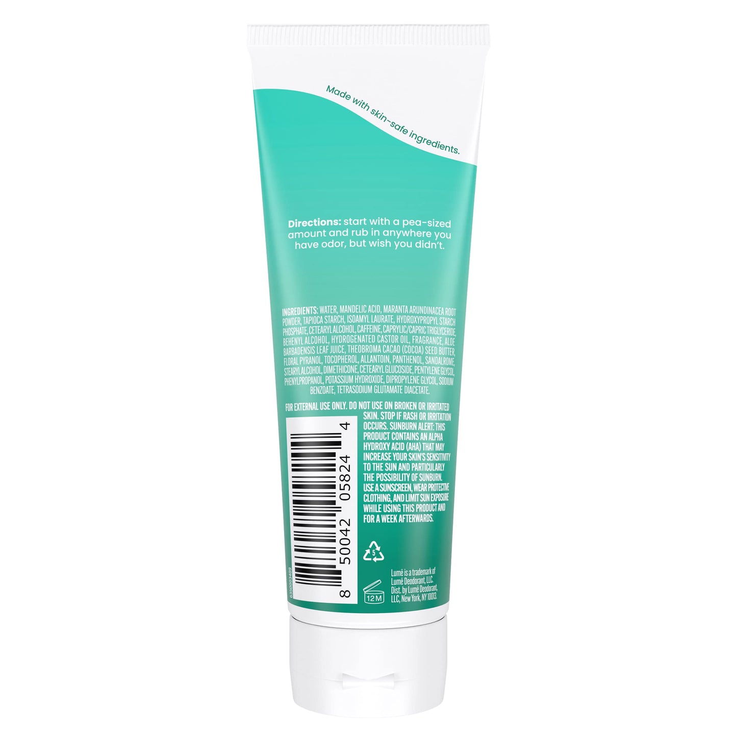 Lume Whole Body Deodorant - Invisible Cream Tube - 72 Hour Odor Control - Aluminum Free, Baking Soda Free, Skin Safe - 3.0 ounce (Clean Tangerine)