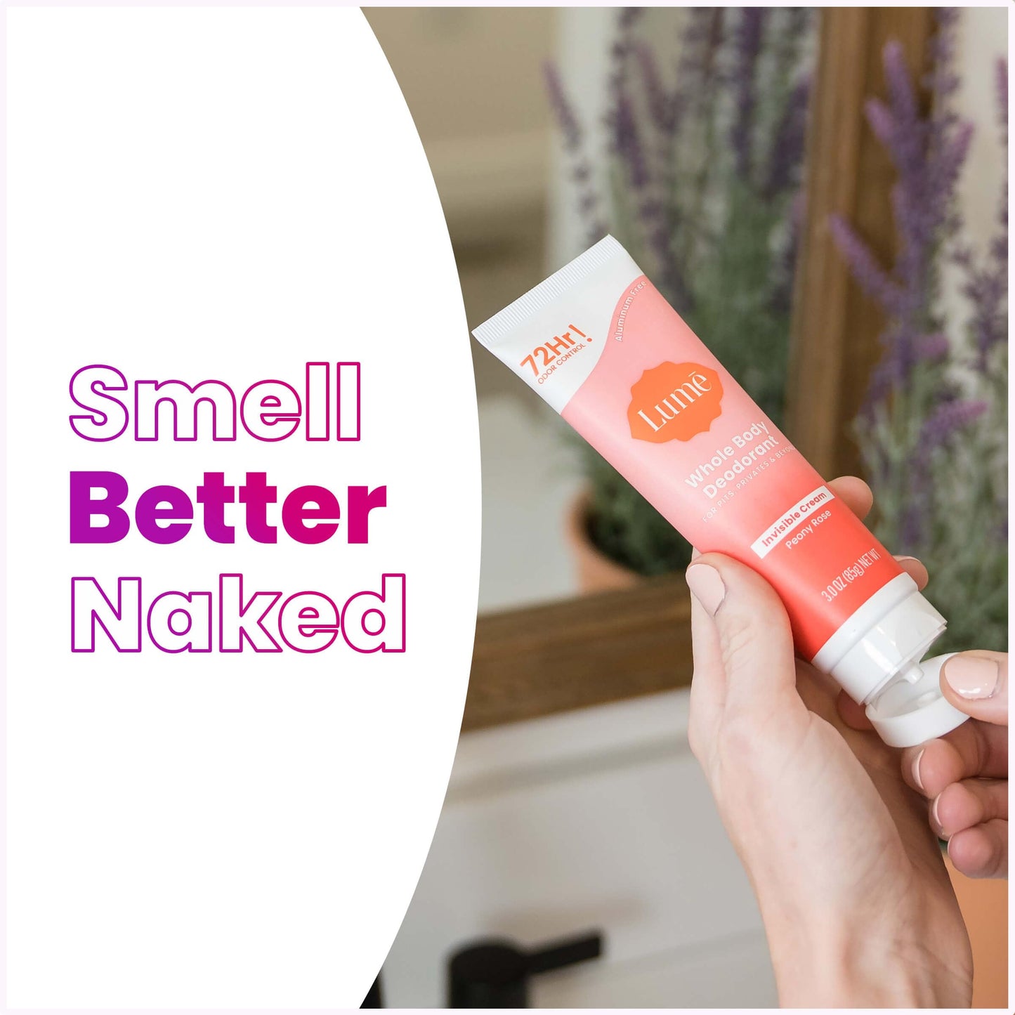 Lume Whole Body Deodorant - Invisible Cream Tube - 72 Hour Odor Control - Aluminum Free, Baking Soda Free, Skin Safe - 3.0 ounce (Clean Tangerine)