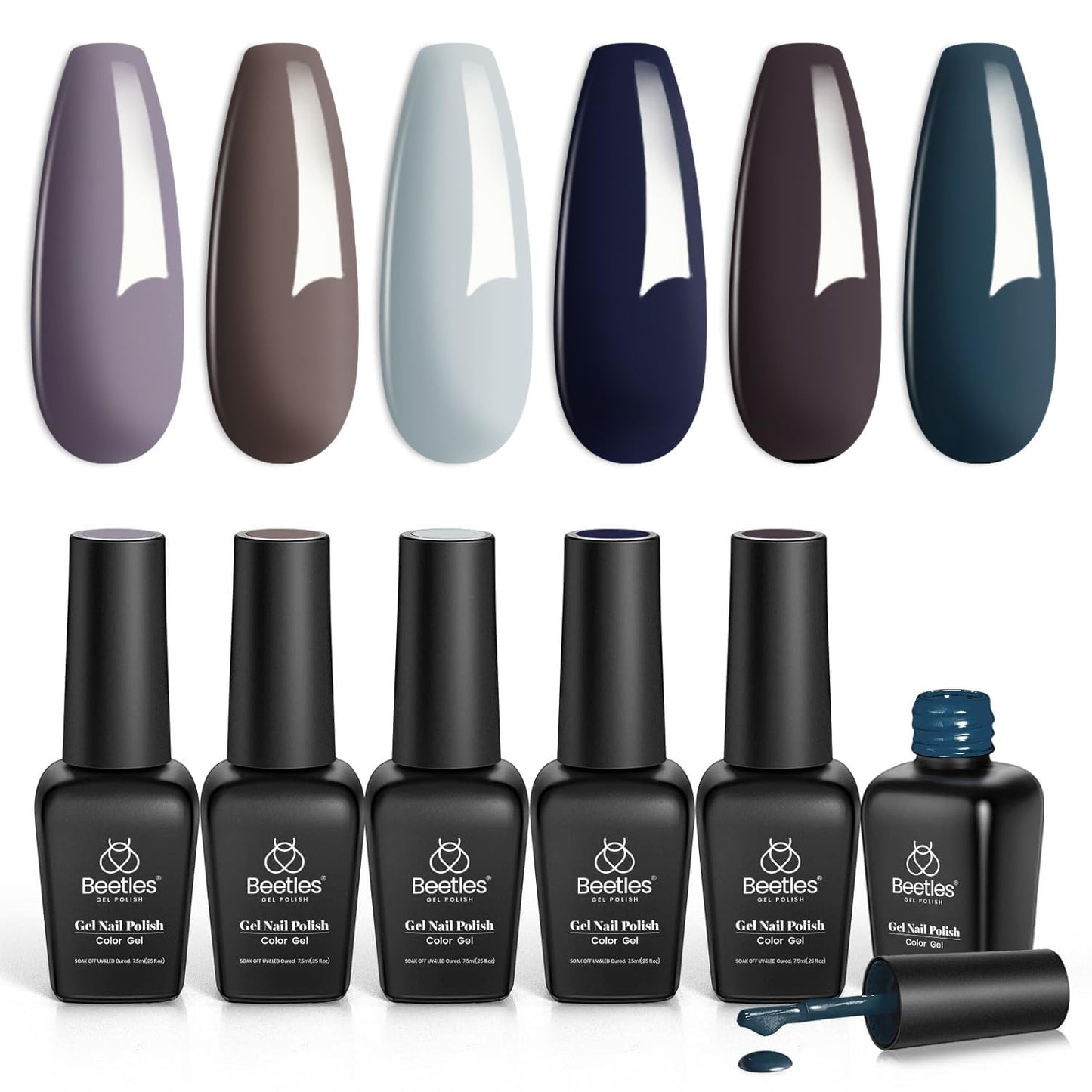 beetles Gel Polish 6 Colors Jelly Gel Nail Polish Set Gift, Milky White Sheer Pink Nude Brown Translucent Soak Off Uv Nail Gel Diy Art for Girls Women Ultimate Monochrome Collection