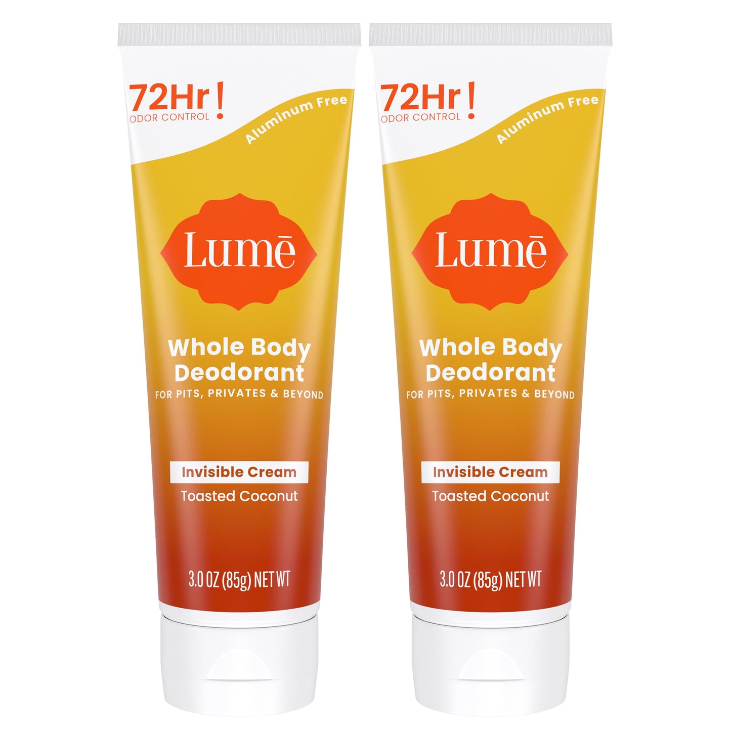 Lume Whole Body Deodorant - Invisible Cream Tube - 72 Hour Odor Control - Aluminum Free, Baking Soda Free, Skin Safe - 3.0 ounce (Clean Tangerine)