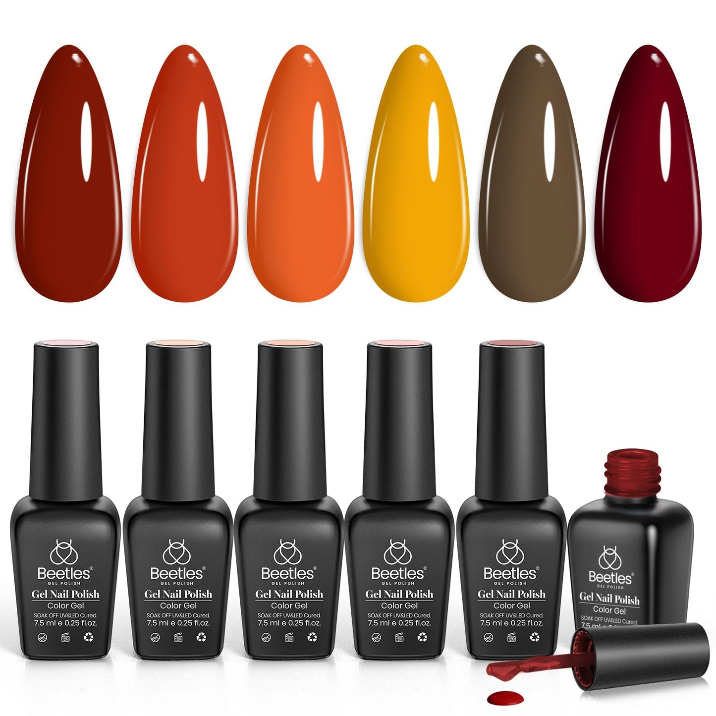 beetles Gel Polish 6 Colors Jelly Gel Nail Polish Set Gift, Milky White Sheer Pink Nude Brown Translucent Soak Off Uv Nail Gel Diy Art for Girls Women Ultimate Monochrome Collection
