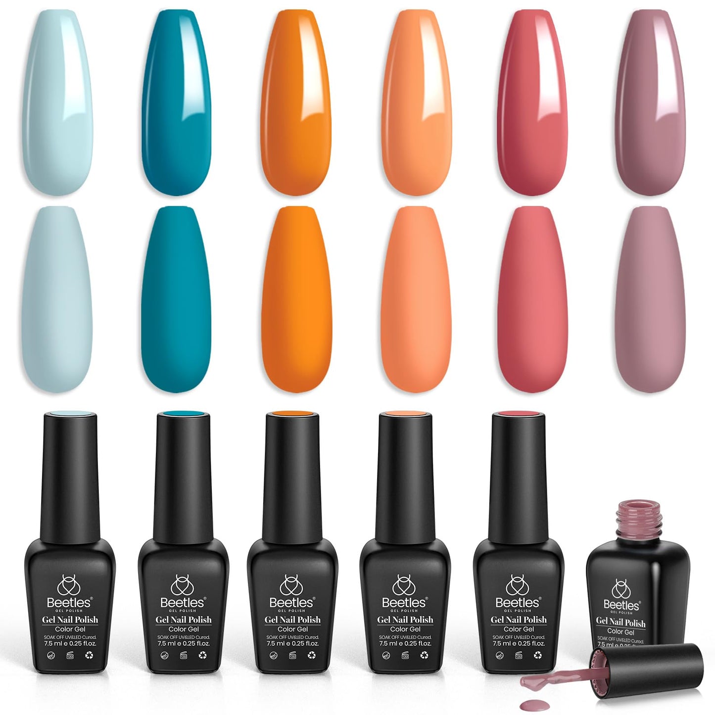 beetles Gel Polish 6 Colors Jelly Gel Nail Polish Set Gift, Milky White Sheer Pink Nude Brown Translucent Soak Off Uv Nail Gel Diy Art for Girls Women Ultimate Monochrome Collection