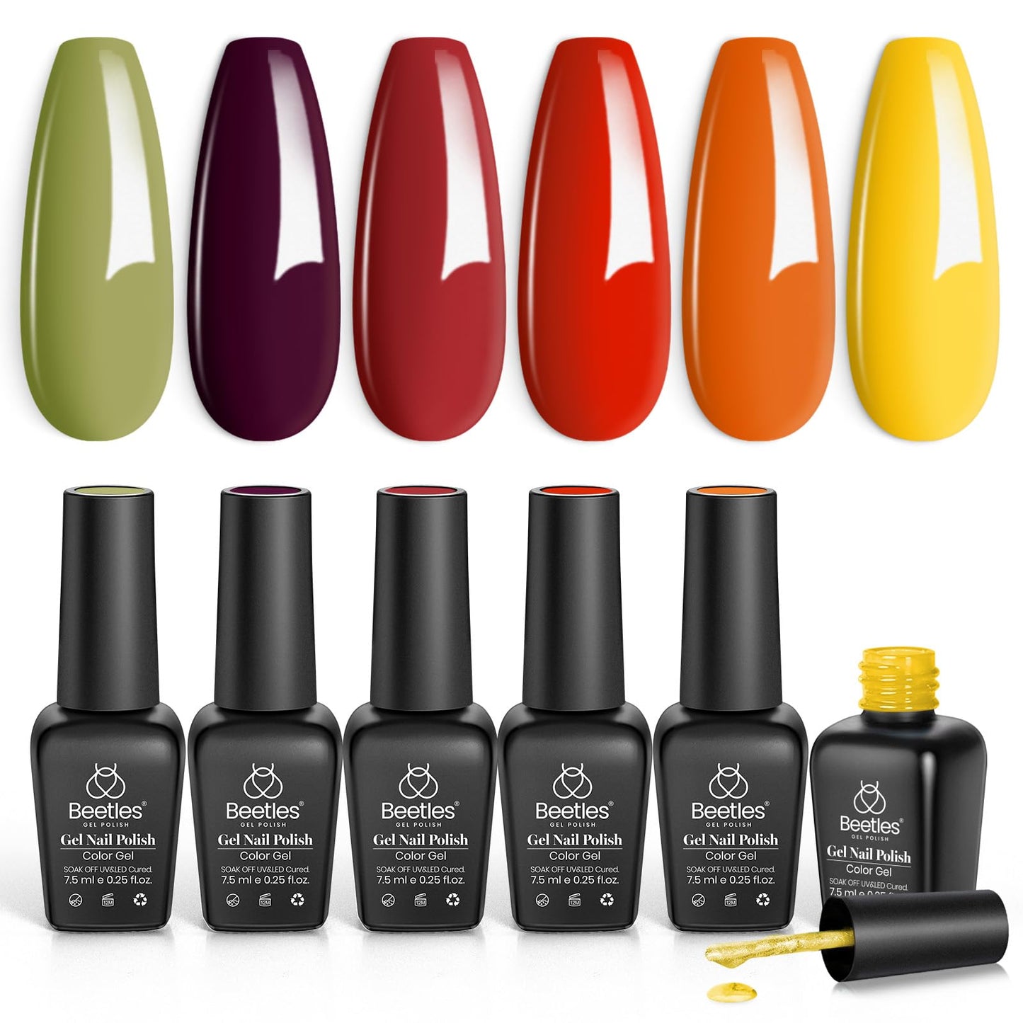beetles Gel Polish 6 Colors Jelly Gel Nail Polish Set Gift, Milky White Sheer Pink Nude Brown Translucent Soak Off Uv Nail Gel Diy Art for Girls Women Ultimate Monochrome Collection