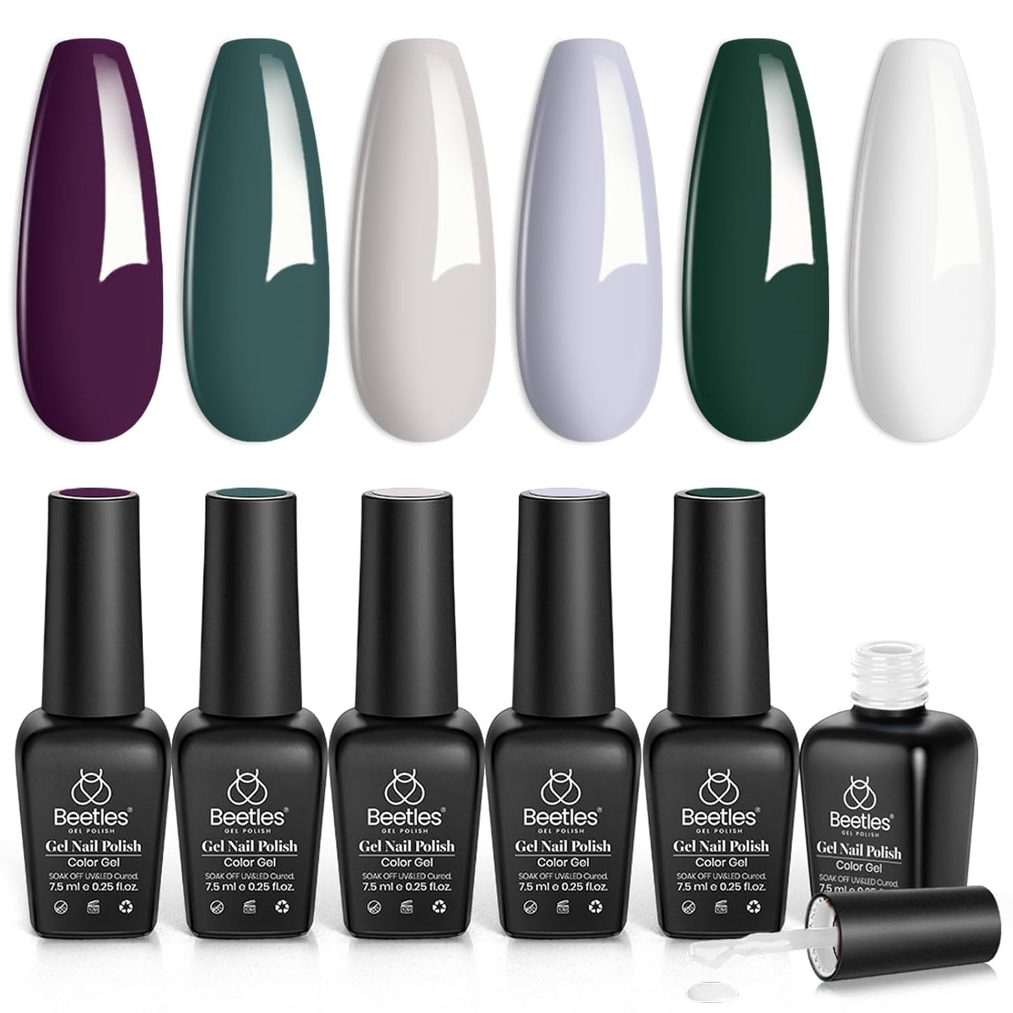 beetles Gel Polish 6 Colors Jelly Gel Nail Polish Set Gift, Milky White Sheer Pink Nude Brown Translucent Soak Off Uv Nail Gel Diy Art for Girls Women Ultimate Monochrome Collection