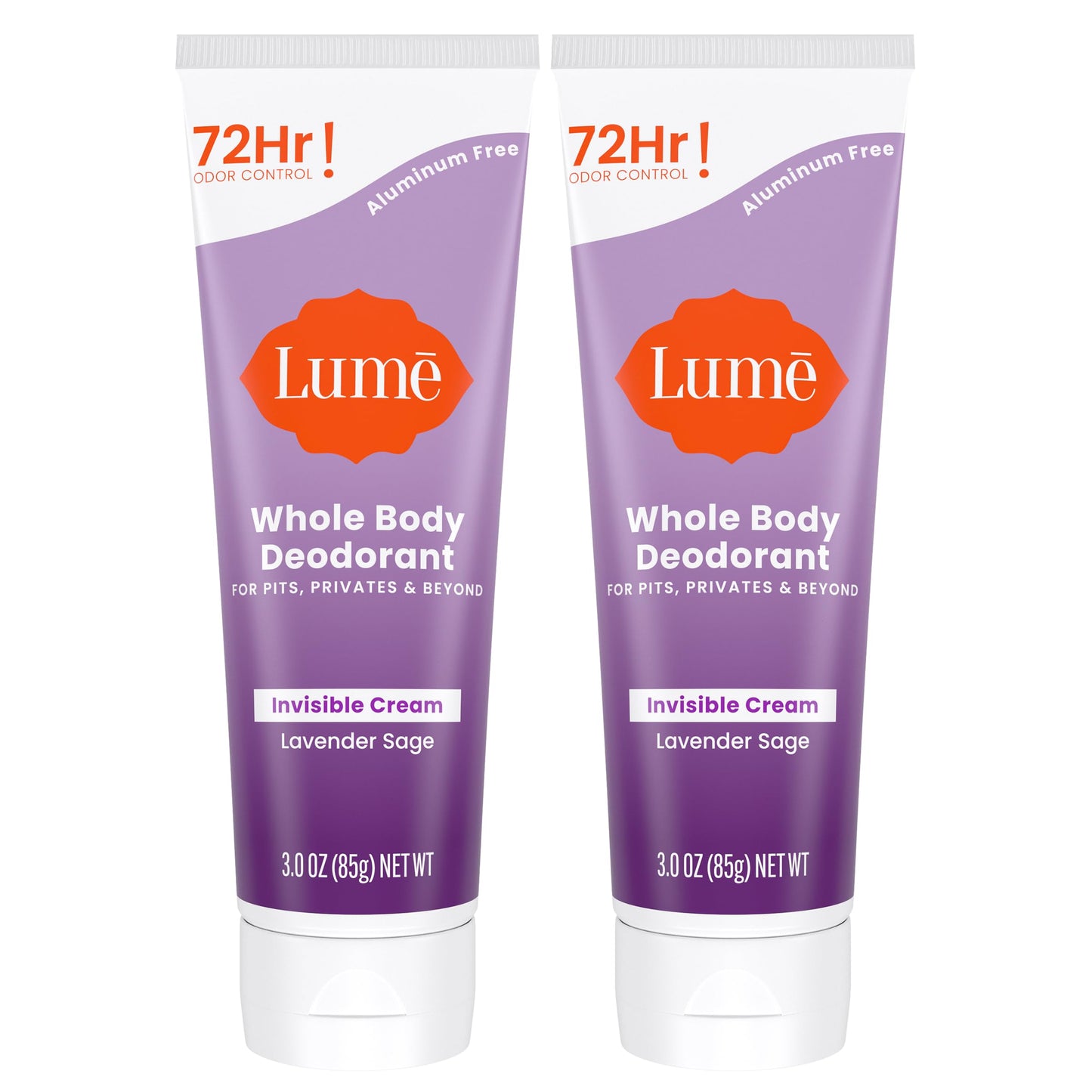 Lume Whole Body Deodorant - Invisible Cream Tube - 72 Hour Odor Control - Aluminum Free, Baking Soda Free, Skin Safe - 3.0 ounce (Clean Tangerine)