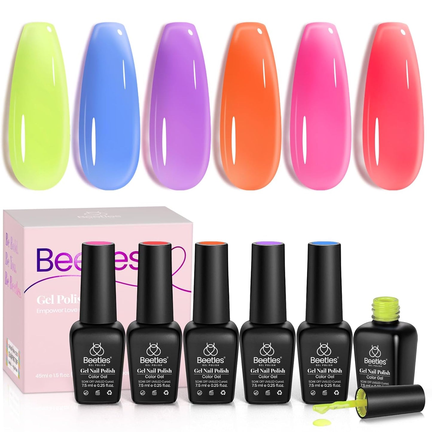 beetles Gel Polish 6 Colors Jelly Gel Nail Polish Set Gift, Milky White Sheer Pink Nude Brown Translucent Soak Off Uv Nail Gel Diy Art for Girls Women Ultimate Monochrome Collection