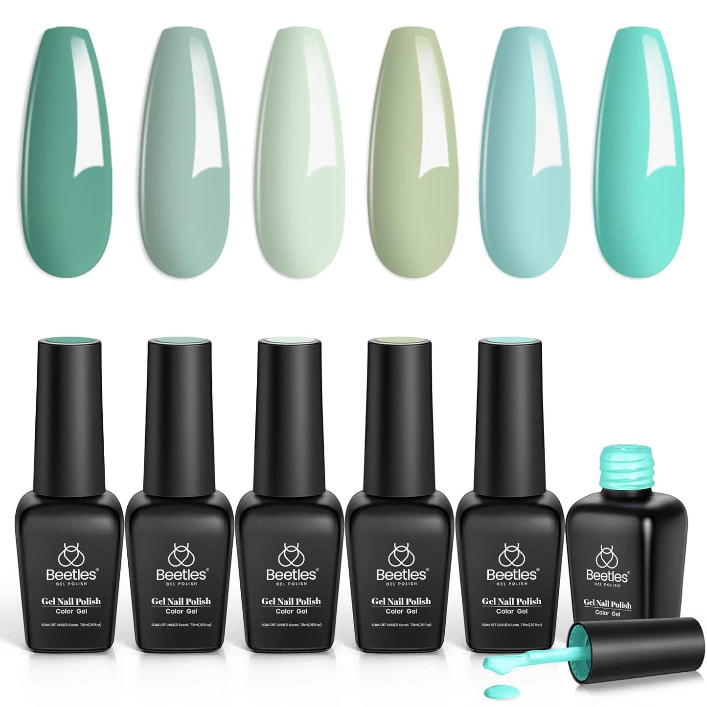 beetles Gel Polish 6 Colors Jelly Gel Nail Polish Set Gift, Milky White Sheer Pink Nude Brown Translucent Soak Off Uv Nail Gel Diy Art for Girls Women Ultimate Monochrome Collection