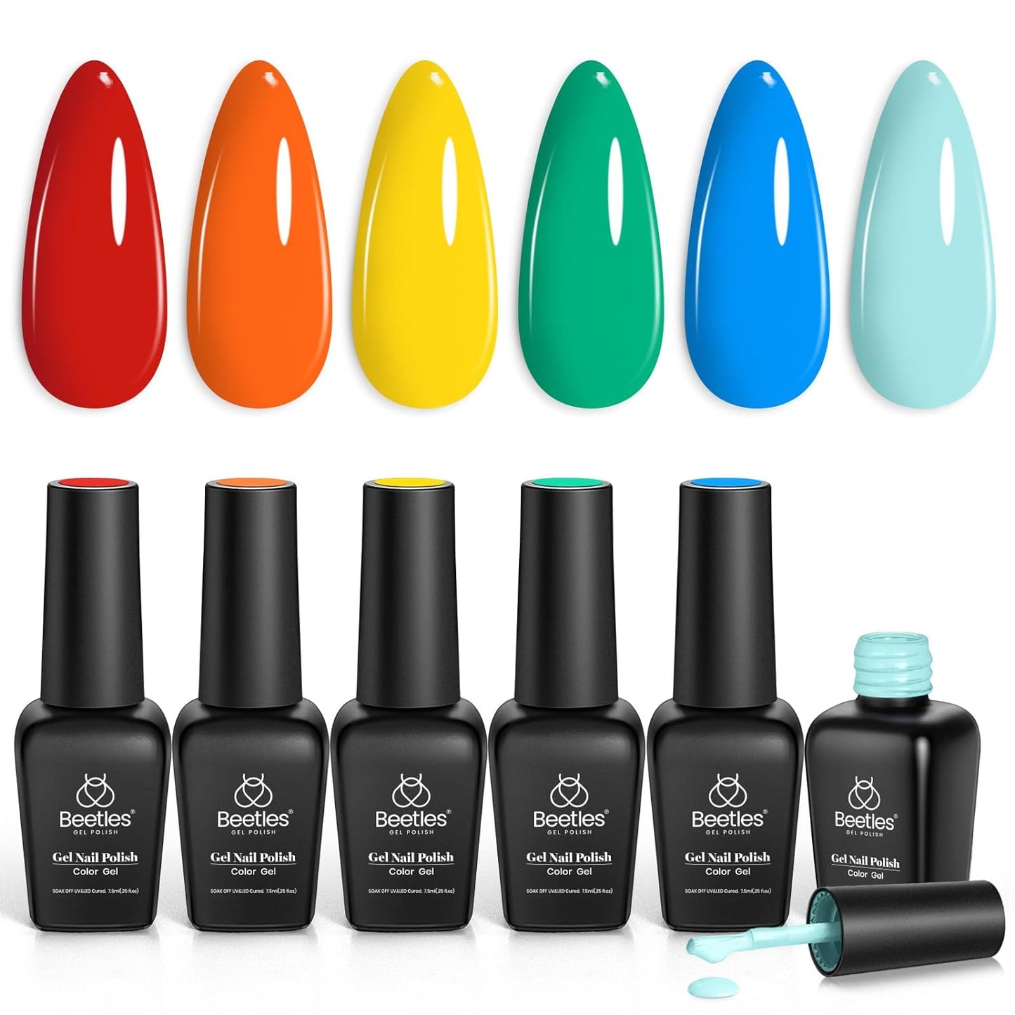 beetles Gel Polish 6 Colors Jelly Gel Nail Polish Set Gift, Milky White Sheer Pink Nude Brown Translucent Soak Off Uv Nail Gel Diy Art for Girls Women Ultimate Monochrome Collection