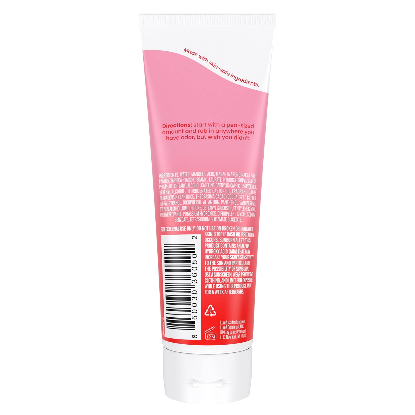 Lume Whole Body Deodorant - Invisible Cream Tube - 72 Hour Odor Control - Aluminum Free, Baking Soda Free, Skin Safe - 3.0 ounce (Clean Tangerine)