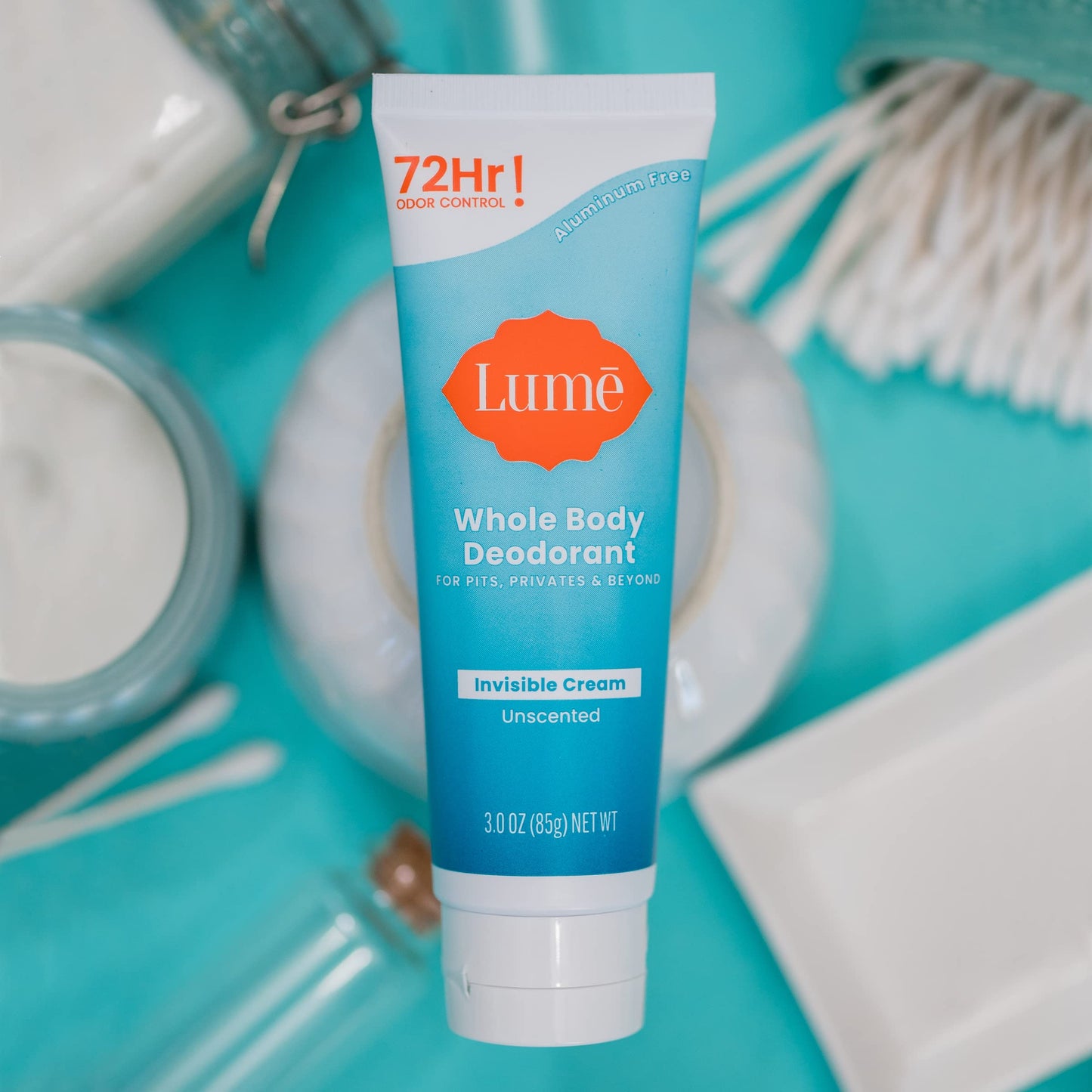Lume Whole Body Deodorant - Invisible Cream Tube - 72 Hour Odor Control - Aluminum Free, Baking Soda Free, Skin Safe - 3.0 ounce (Clean Tangerine)