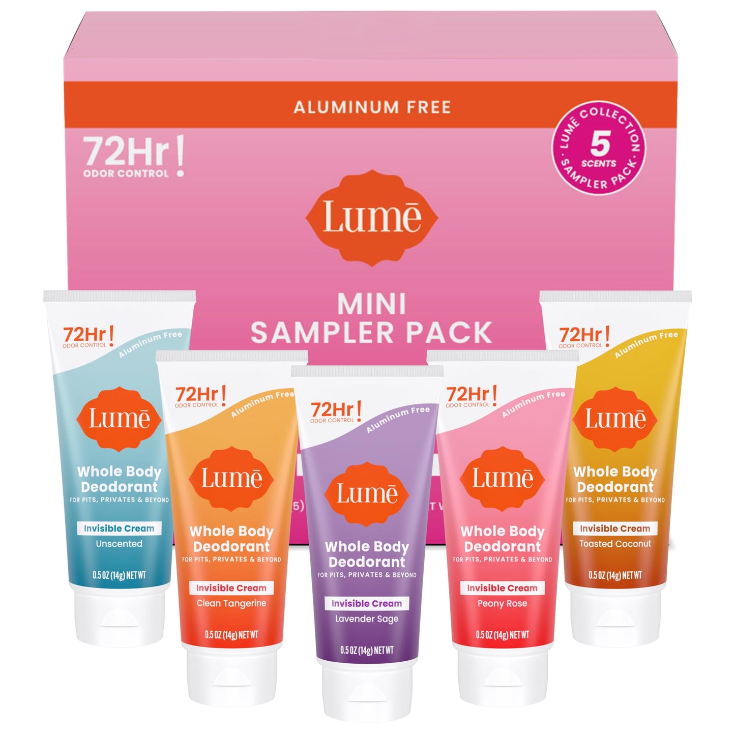 Lume Whole Body Deodorant - Invisible Cream Tube - 72 Hour Odor Control - Aluminum Free, Baking Soda Free, Skin Safe - 3.0 ounce (Clean Tangerine)