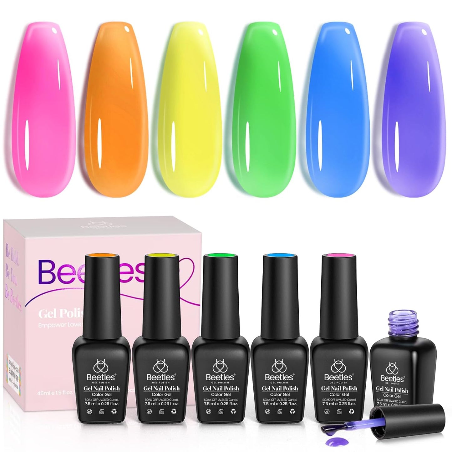 beetles Gel Polish 6 Colors Jelly Gel Nail Polish Set Gift, Milky White Sheer Pink Nude Brown Translucent Soak Off Uv Nail Gel Diy Art for Girls Women Ultimate Monochrome Collection