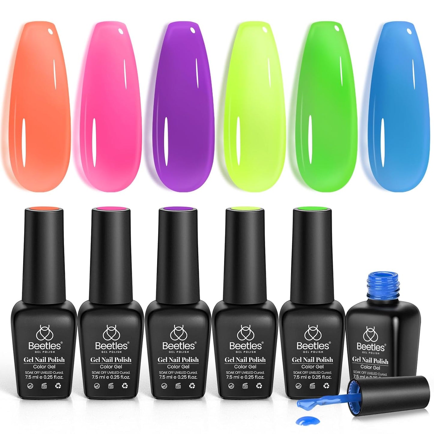 beetles Gel Polish 6 Colors Jelly Gel Nail Polish Set Gift, Milky White Sheer Pink Nude Brown Translucent Soak Off Uv Nail Gel Diy Art for Girls Women Ultimate Monochrome Collection