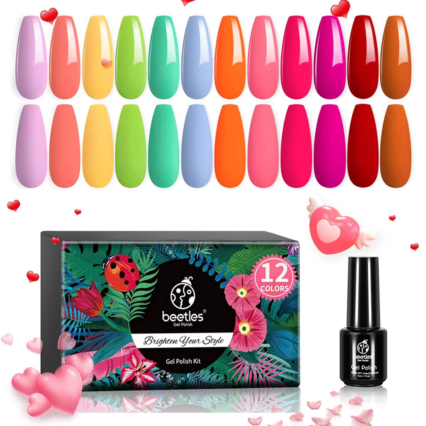 beetles Gel Polish 6 Colors Jelly Gel Nail Polish Set Gift, Milky White Sheer Pink Nude Brown Translucent Soak Off Uv Nail Gel Diy Art for Girls Women Ultimate Monochrome Collection