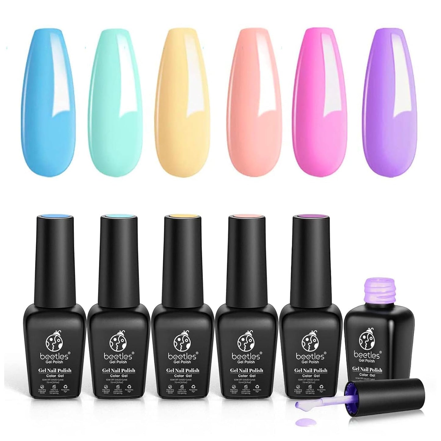 beetles Gel Polish 6 Colors Jelly Gel Nail Polish Set Gift, Milky White Sheer Pink Nude Brown Translucent Soak Off Uv Nail Gel Diy Art for Girls Women Ultimate Monochrome Collection