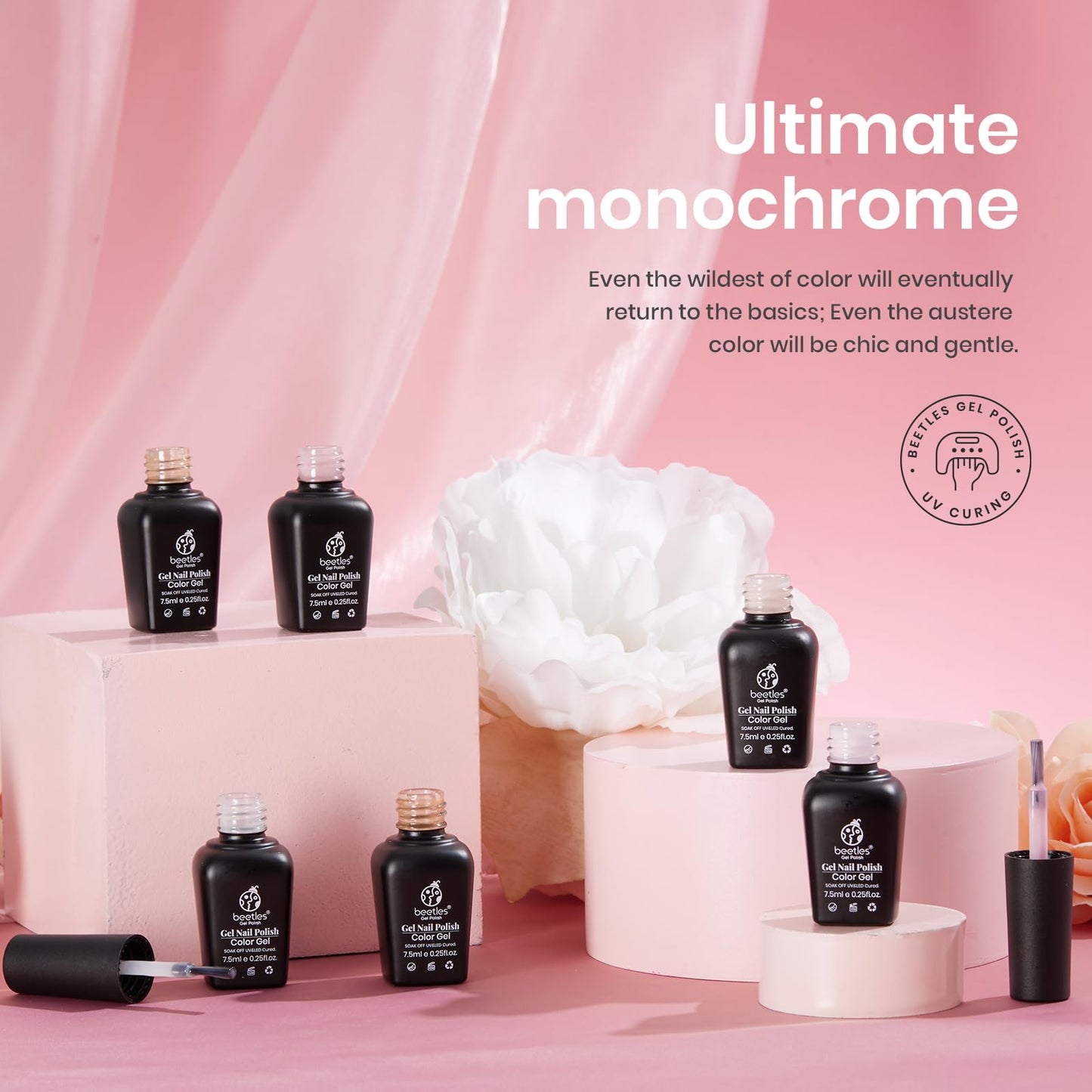 beetles Gel Polish 6 Colors Jelly Gel Nail Polish Set Gift, Milky White Sheer Pink Nude Brown Translucent Soak Off Uv Nail Gel Diy Art for Girls Women Ultimate Monochrome Collection