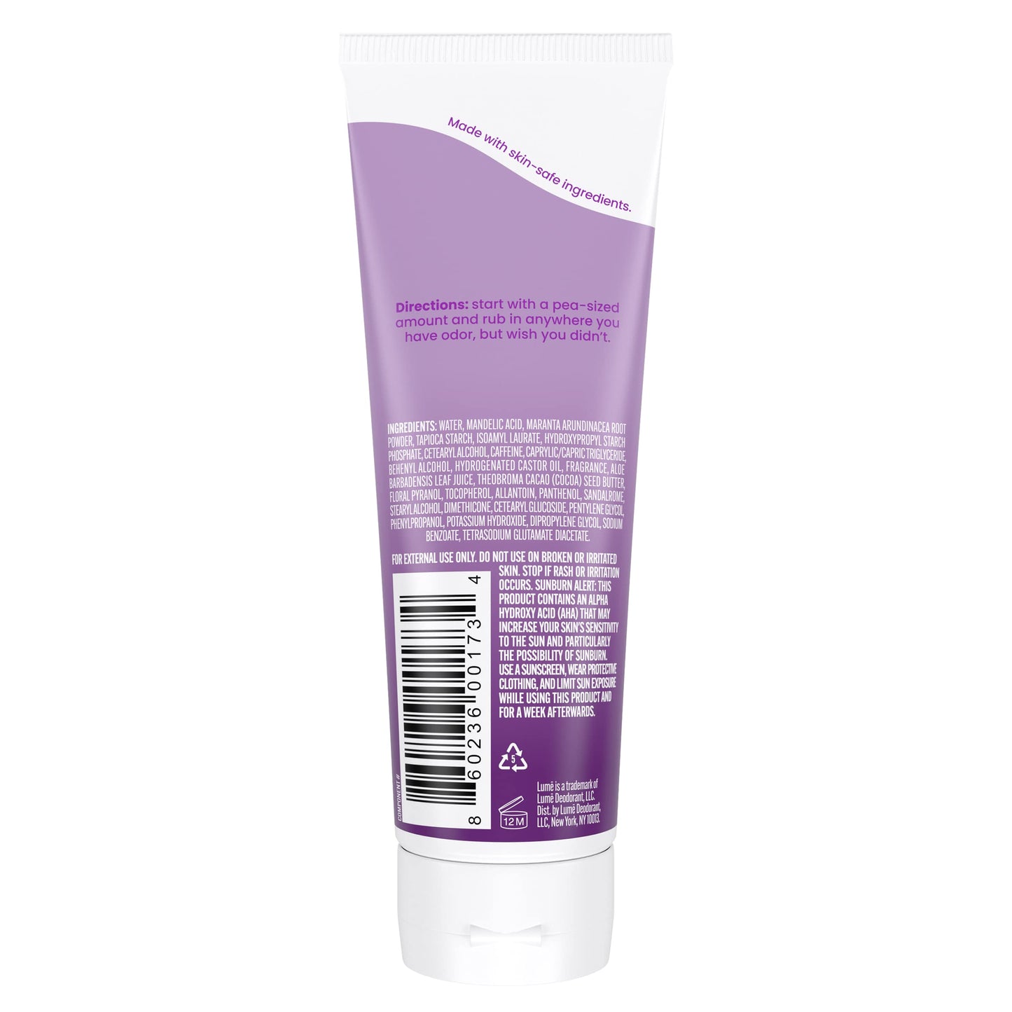 Lume Whole Body Deodorant - Invisible Cream Tube - 72 Hour Odor Control - Aluminum Free, Baking Soda Free, Skin Safe - 3.0 ounce (Clean Tangerine)