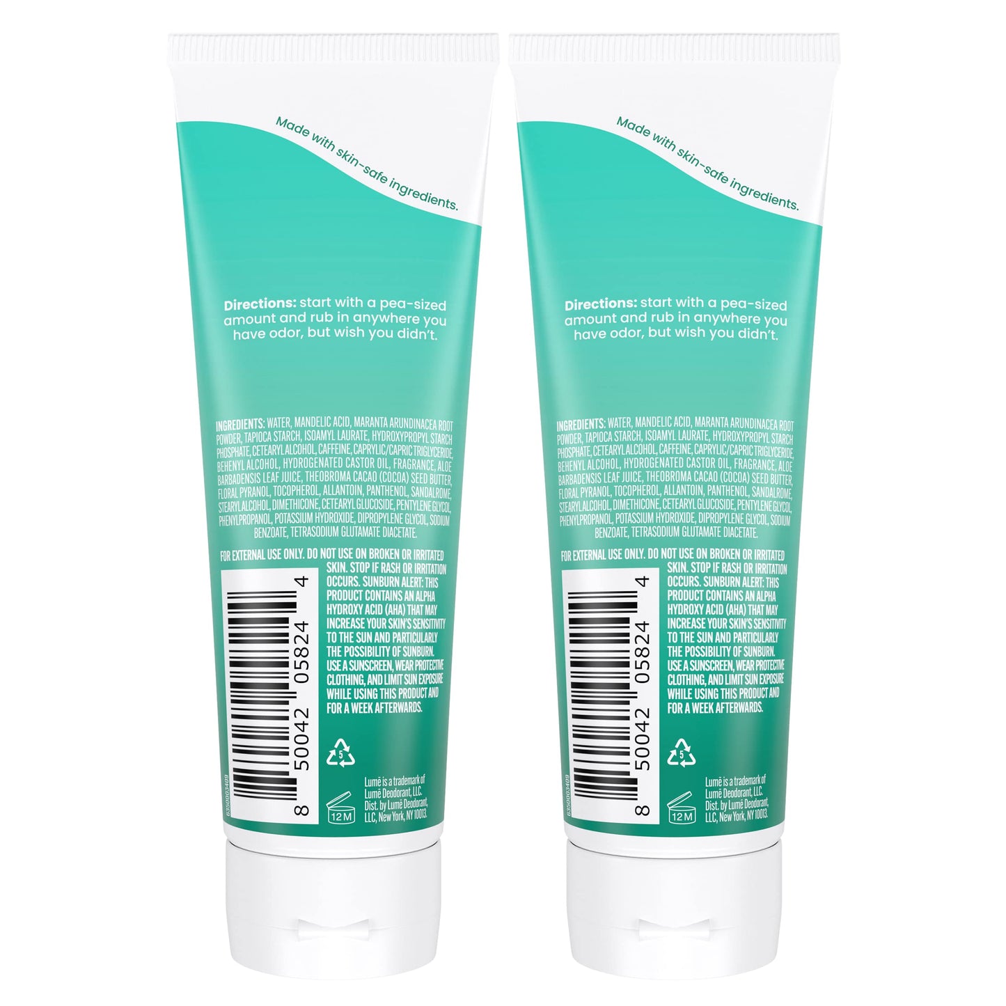 Lume Whole Body Deodorant - Invisible Cream Tube - 72 Hour Odor Control - Aluminum Free, Baking Soda Free, Skin Safe - 3.0 ounce (Clean Tangerine)