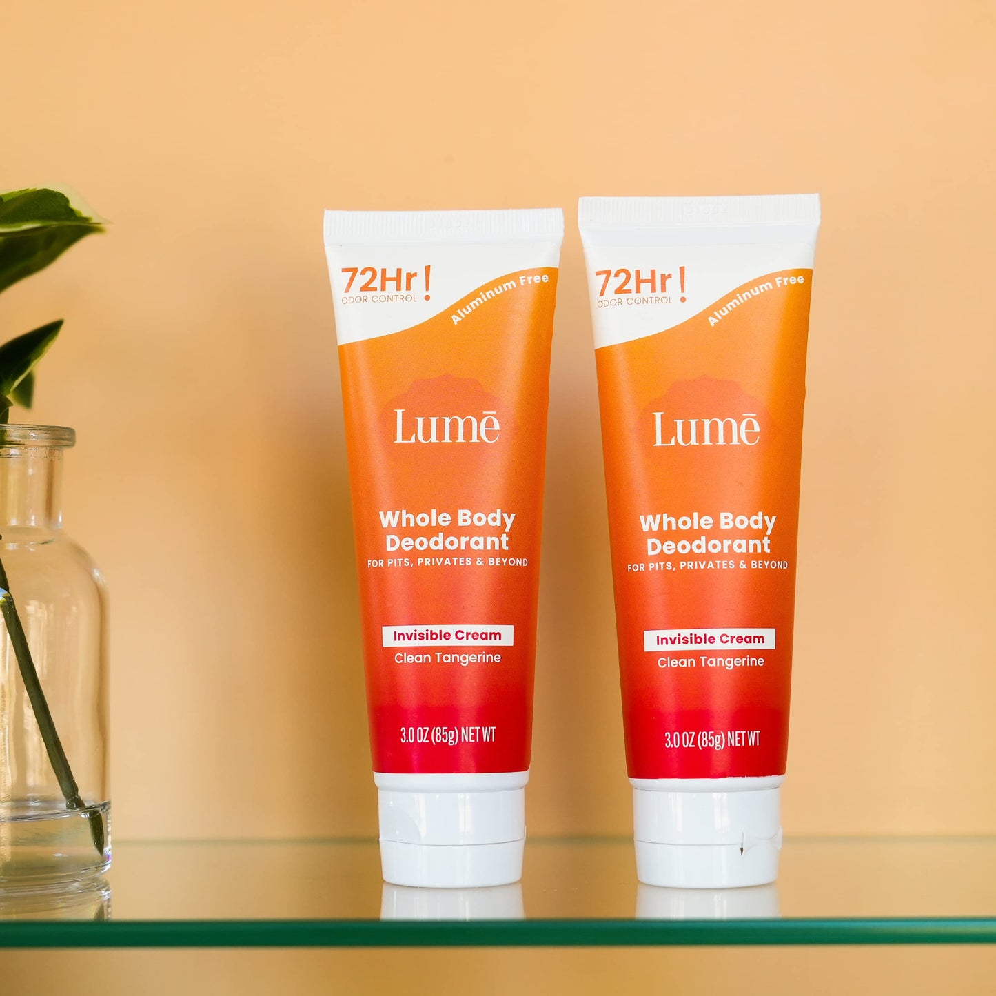 Lume Whole Body Deodorant - Invisible Cream Tube - 72 Hour Odor Control - Aluminum Free, Baking Soda Free, Skin Safe - 3.0 ounce (Clean Tangerine)