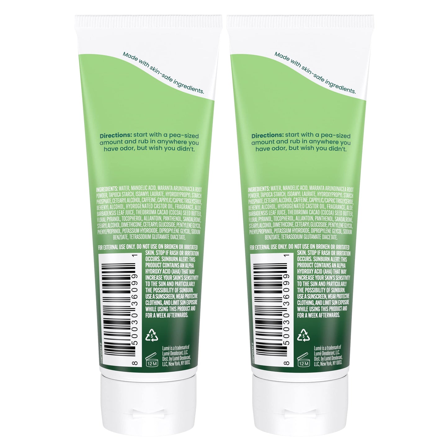Lume Whole Body Deodorant - Invisible Cream Tube - 72 Hour Odor Control - Aluminum Free, Baking Soda Free, Skin Safe - 3.0 ounce (Clean Tangerine)