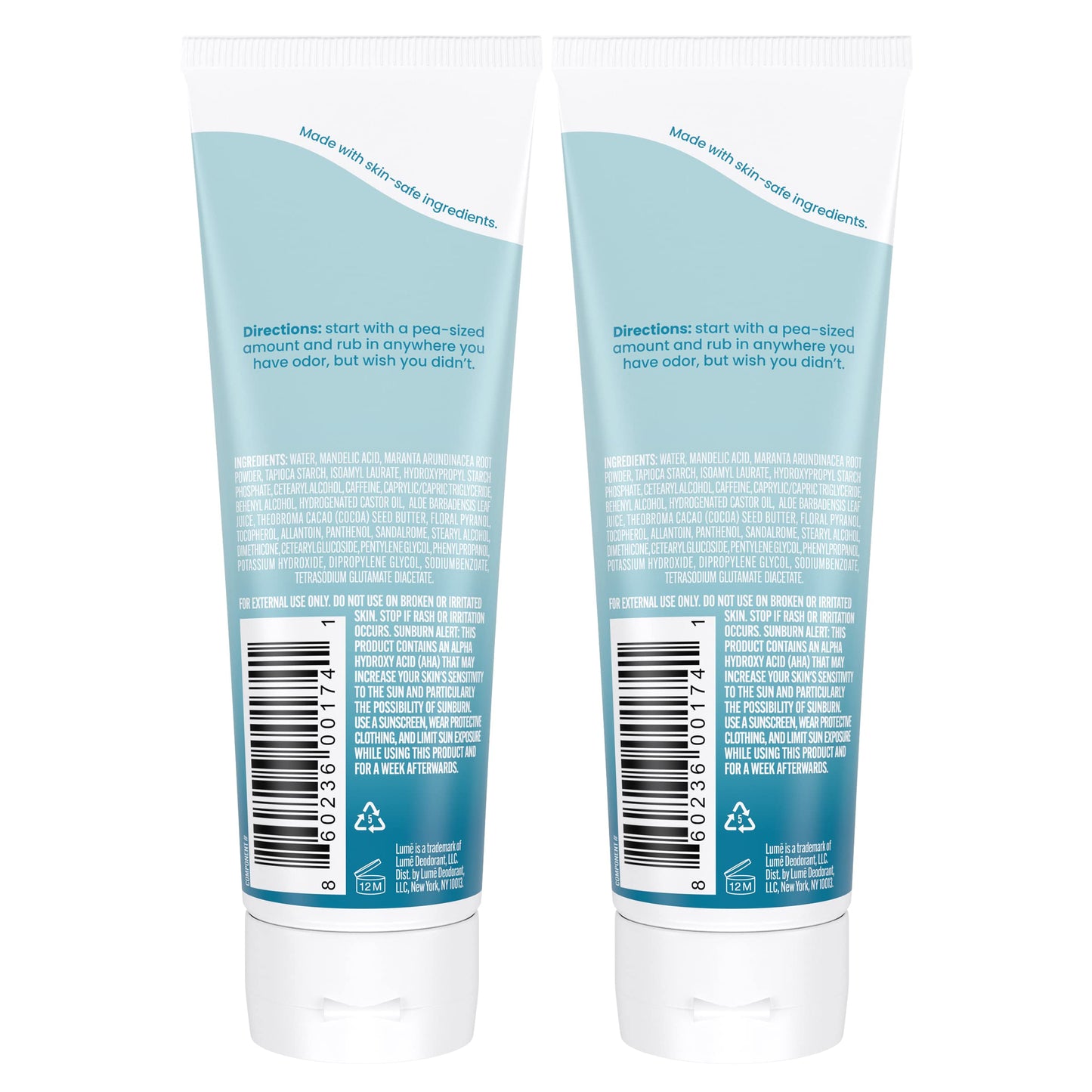 Lume Whole Body Deodorant - Invisible Cream Tube - 72 Hour Odor Control - Aluminum Free, Baking Soda Free, Skin Safe - 3.0 ounce (Clean Tangerine)