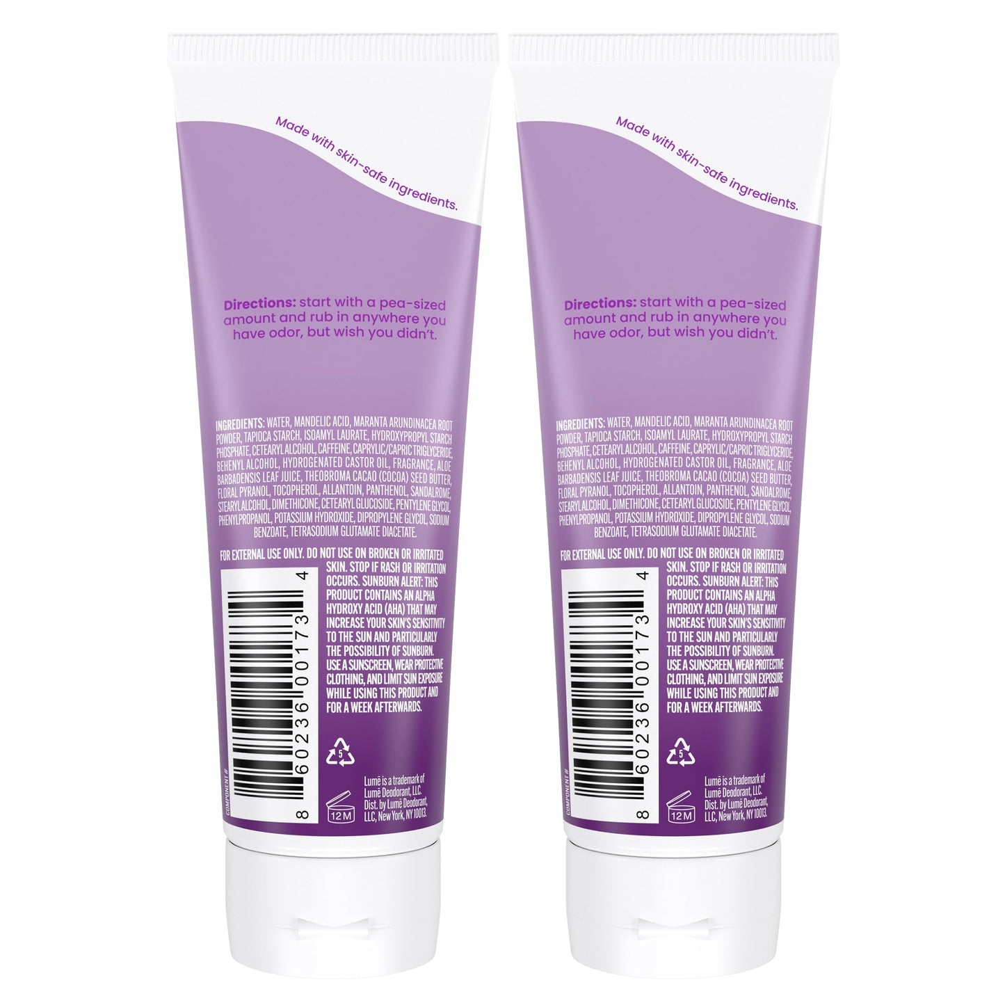 Lume Whole Body Deodorant - Invisible Cream Tube - 72 Hour Odor Control - Aluminum Free, Baking Soda Free, Skin Safe - 3.0 ounce (Clean Tangerine)