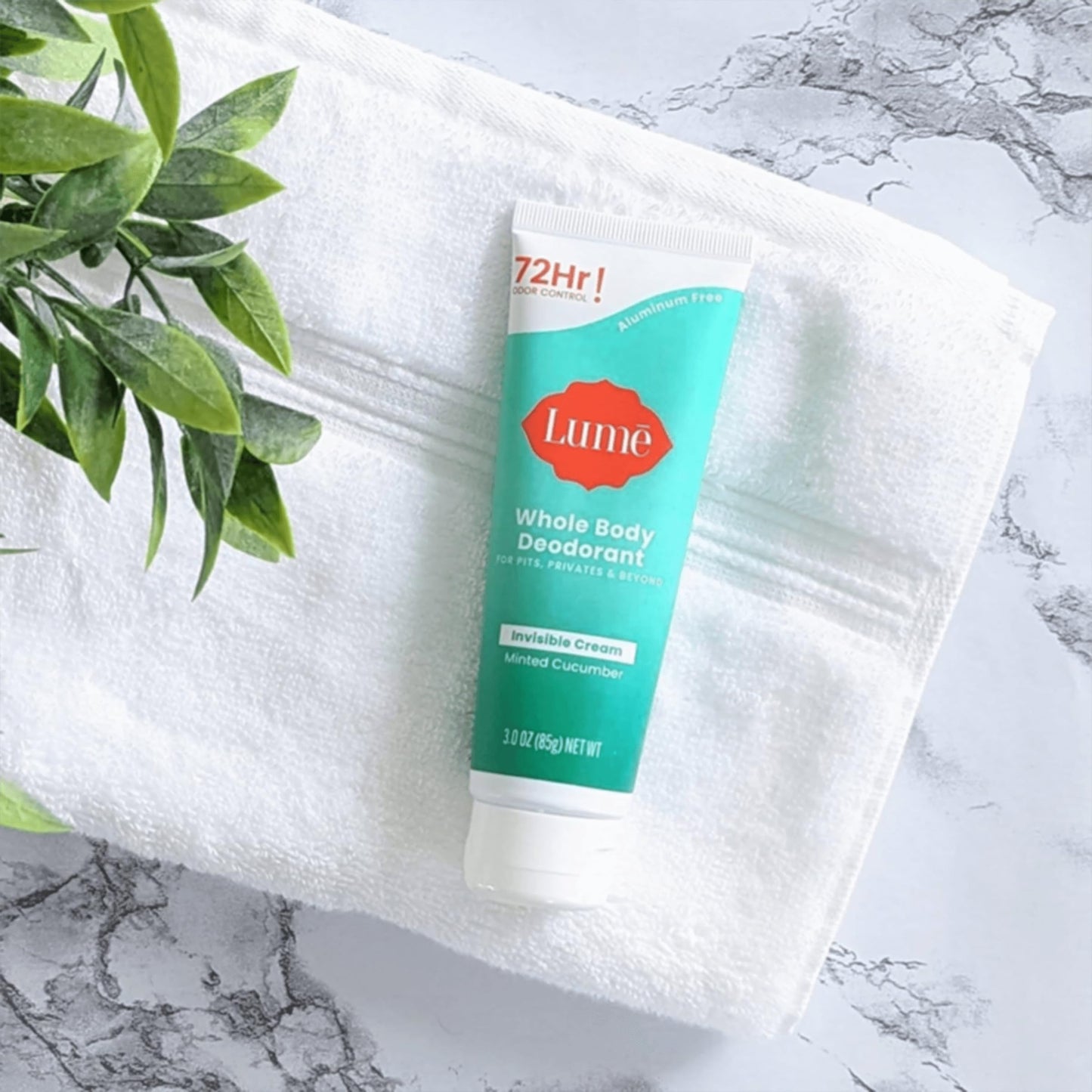 Lume Whole Body Deodorant - Invisible Cream Tube - 72 Hour Odor Control - Aluminum Free, Baking Soda Free, Skin Safe - 3.0 ounce (Clean Tangerine)
