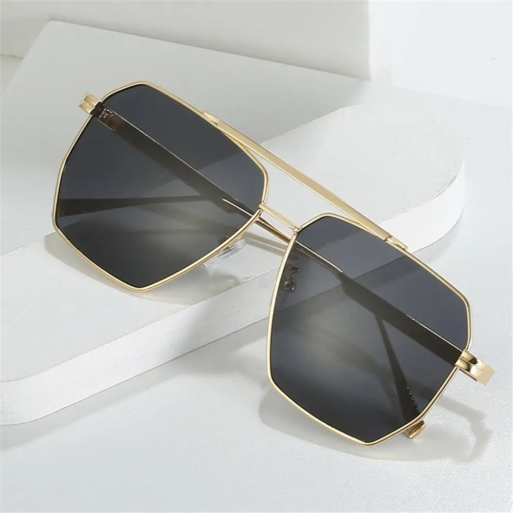 1PC Oversized Polarized Sunglasses Trendy Women's Metal Frame Polygon Sunglasses UV400 Protection Eyewear Men's Vintage Shades