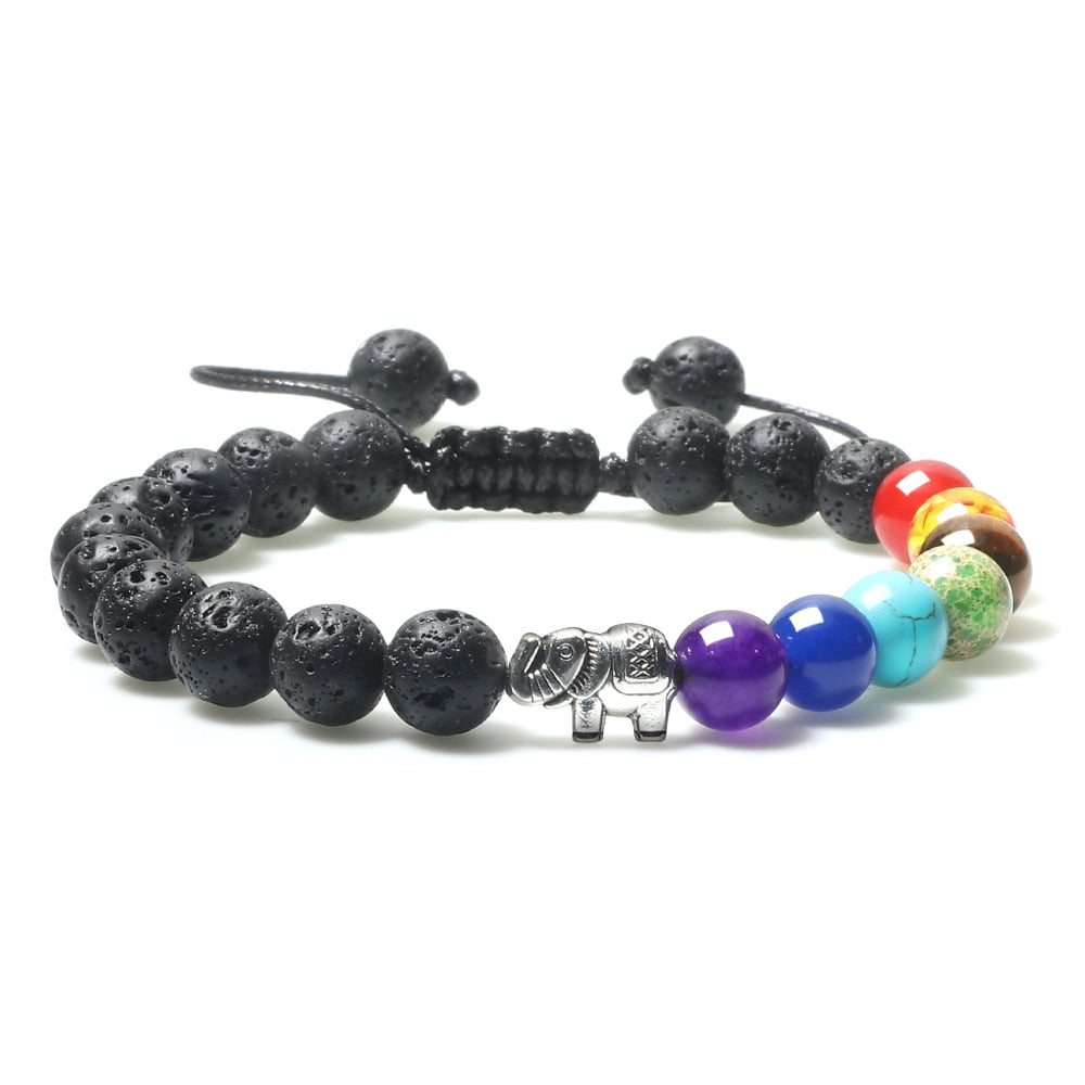 8mm Pulseras de lava negra y Ojo de tigre ajustables