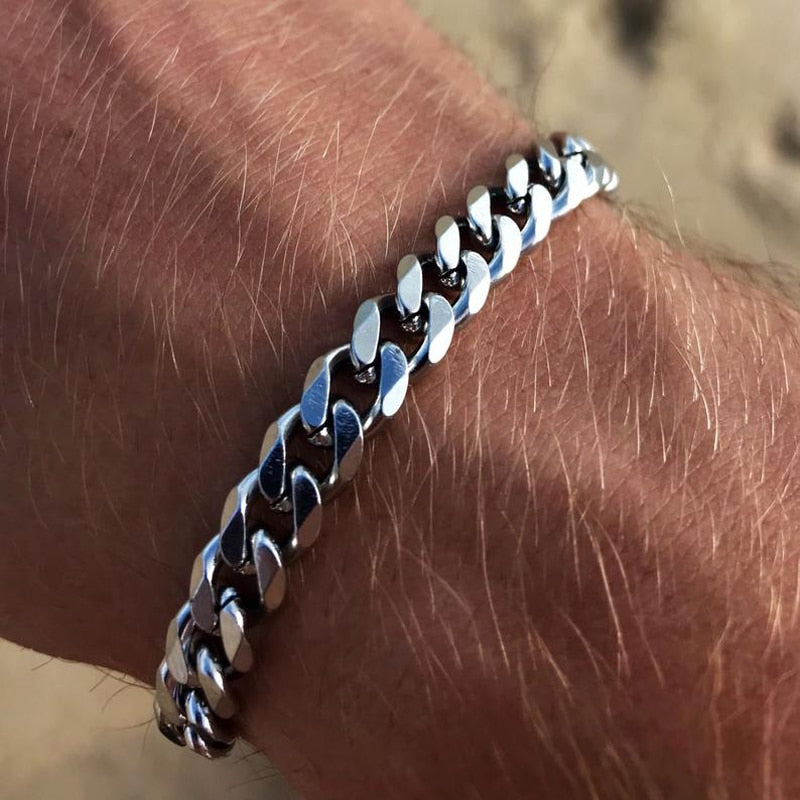 Nueva pulsera de cadena cubana de moda, acero inoxidable clásico, 3/5/7mm